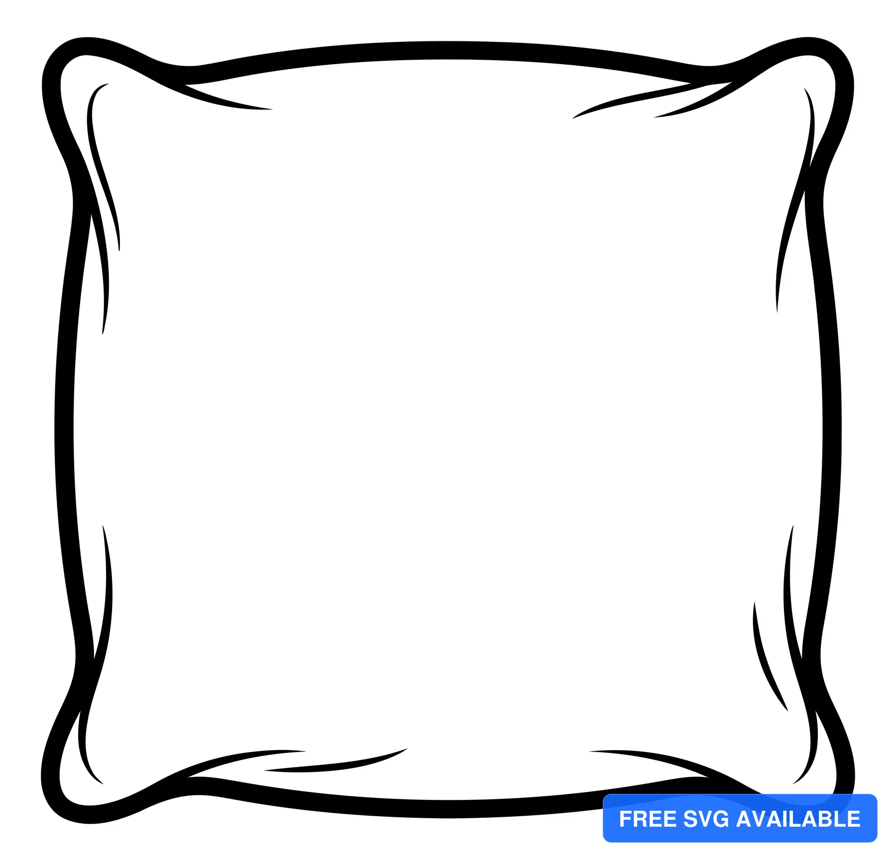 black and white line art illustration of a square decorative throw pillow