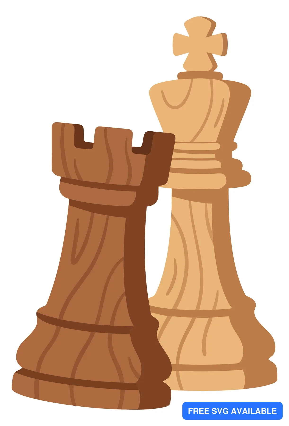 chess pieces rook and king made of wood texture