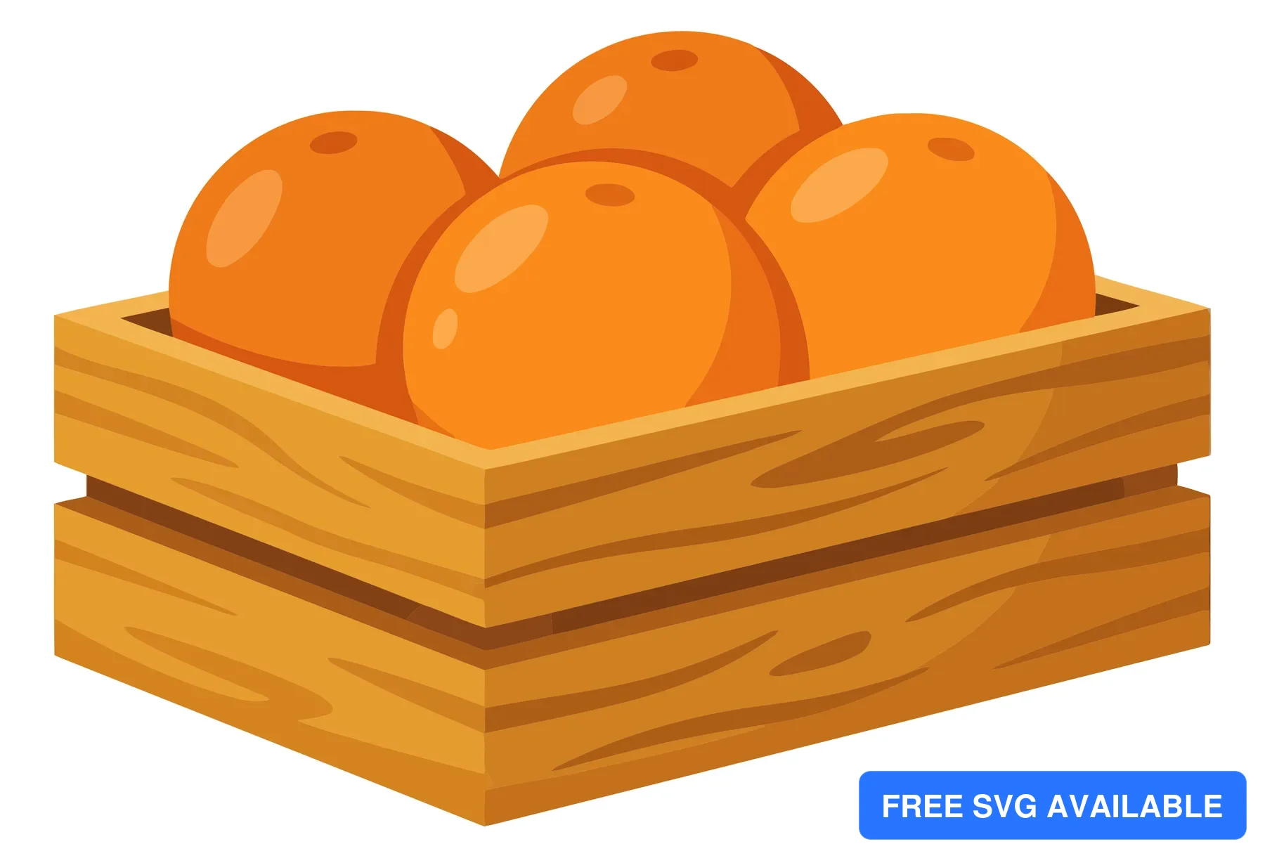 fresh whole oranges in a wooden crate box