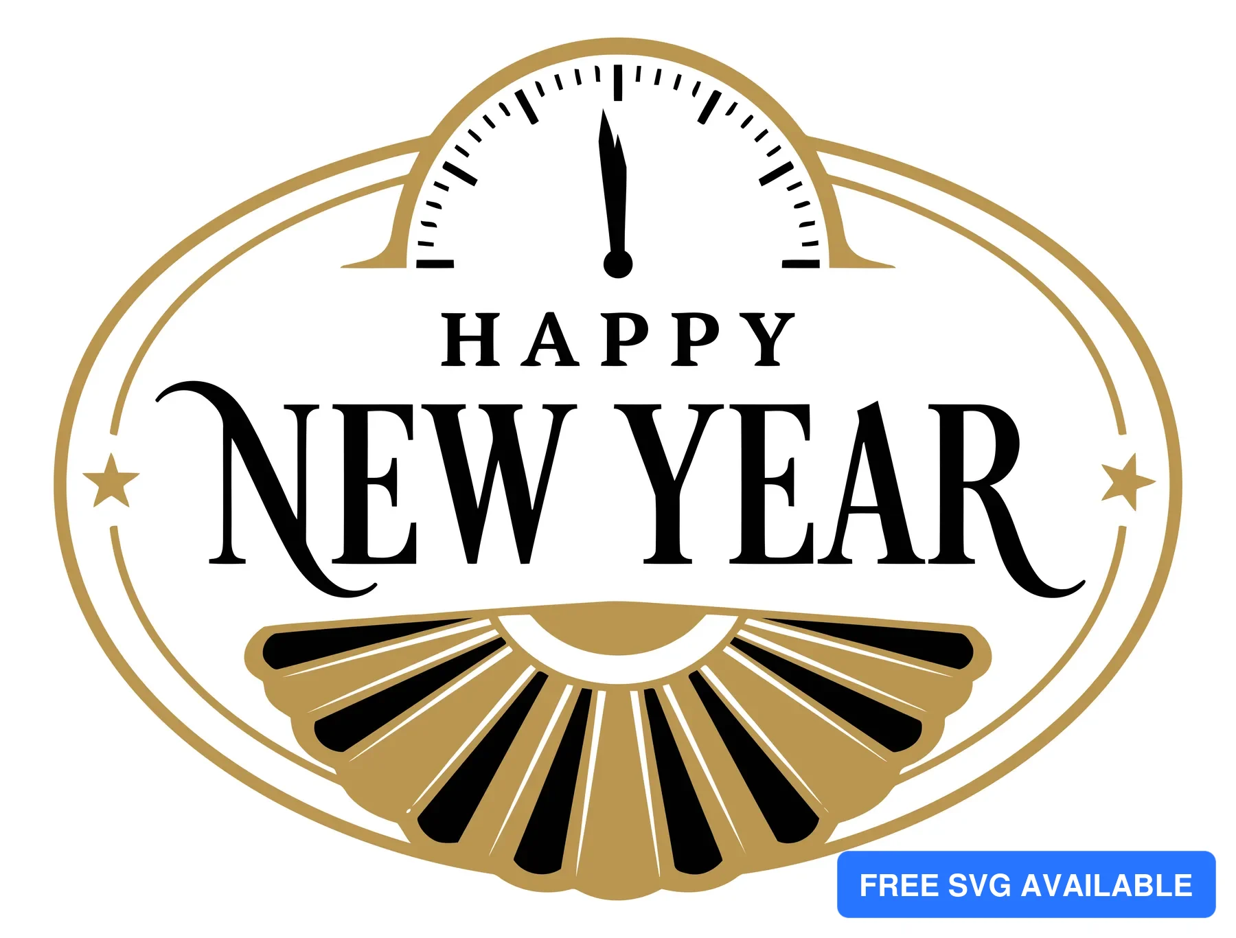 happy new year vintage clock design