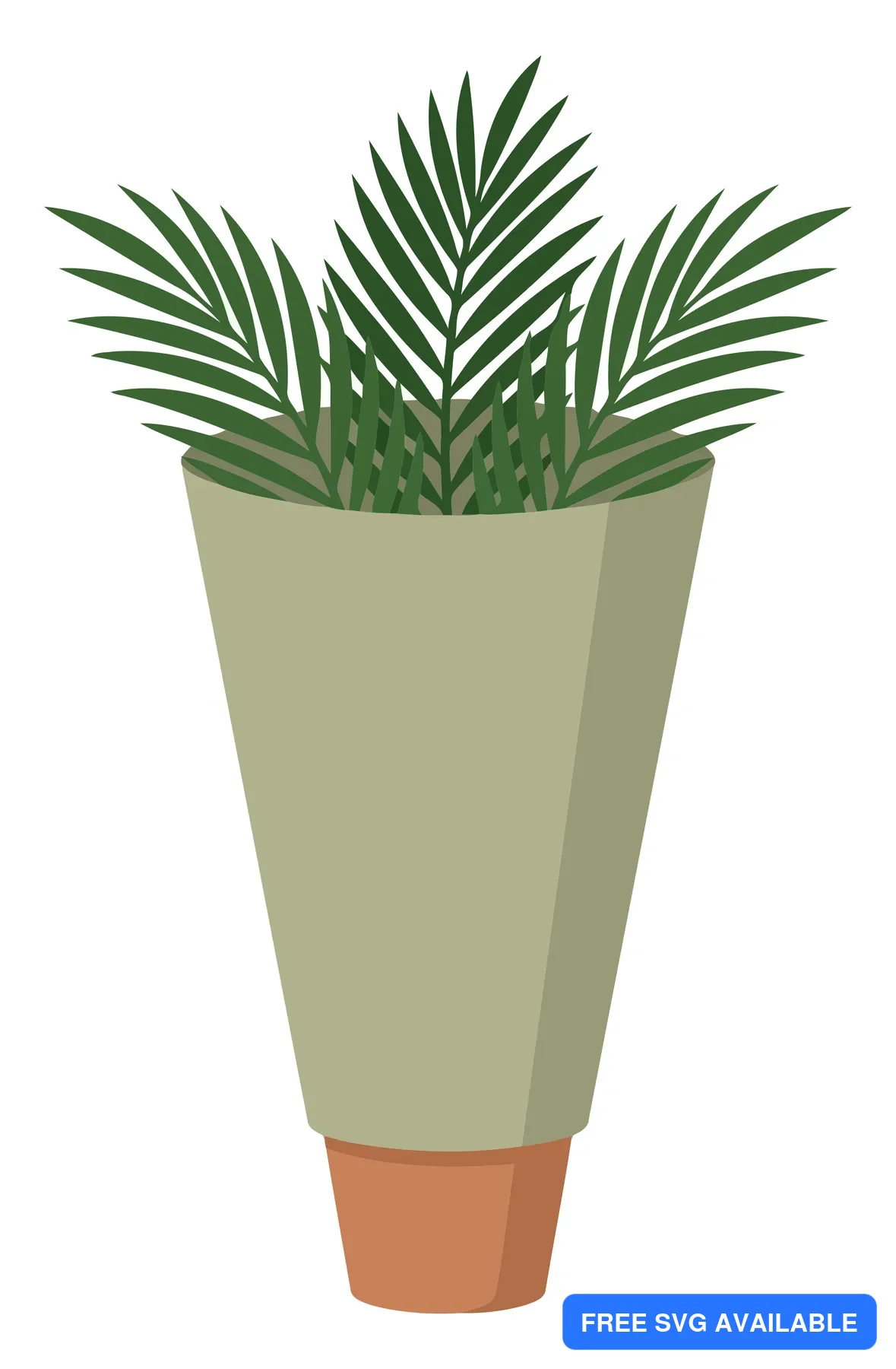 houseplant in a modern tall pot isolated on white background