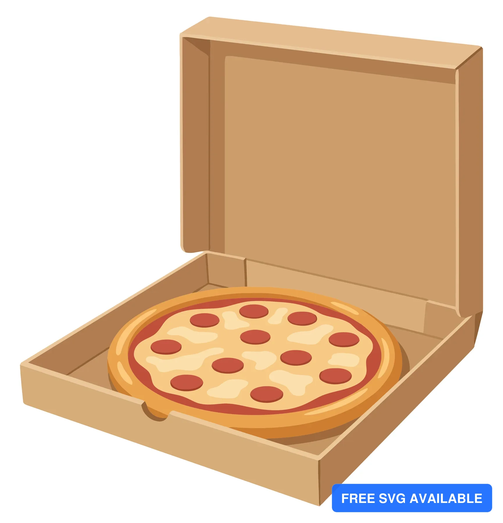 pepperoni pizza inside an open cardboard box vector illustration