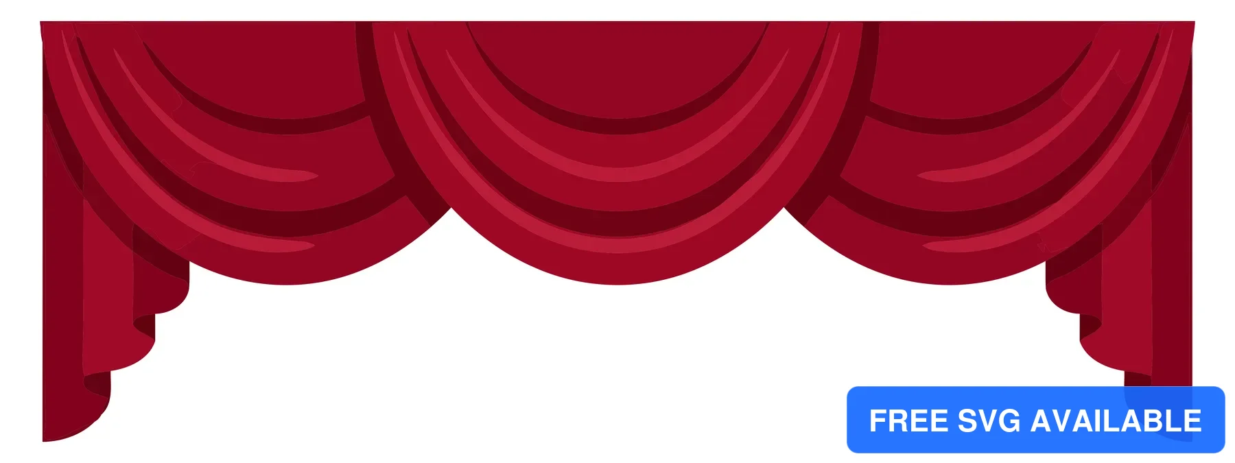 red curtain valance with swags and jabots