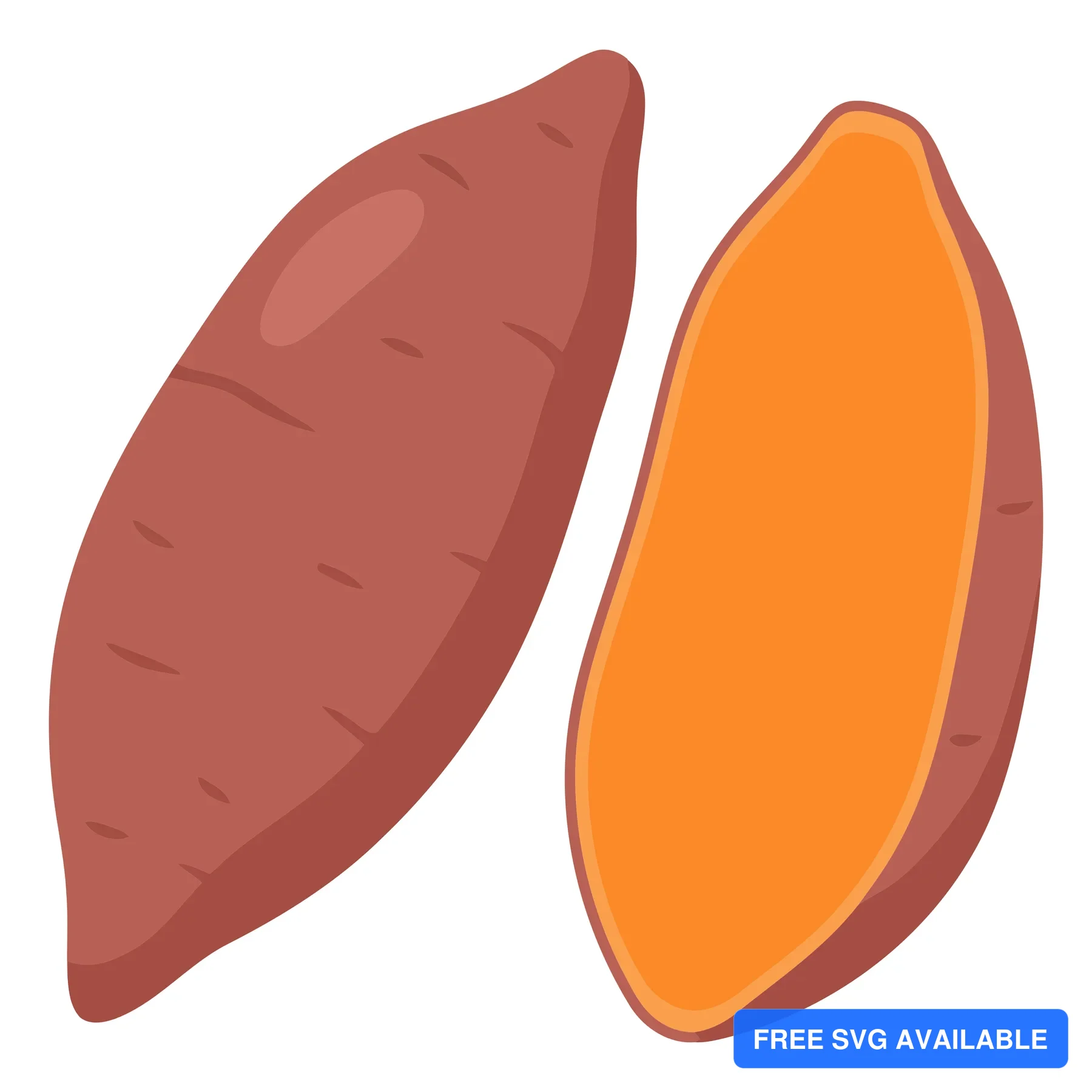 whole and sliced sweet potato isolated on white background
