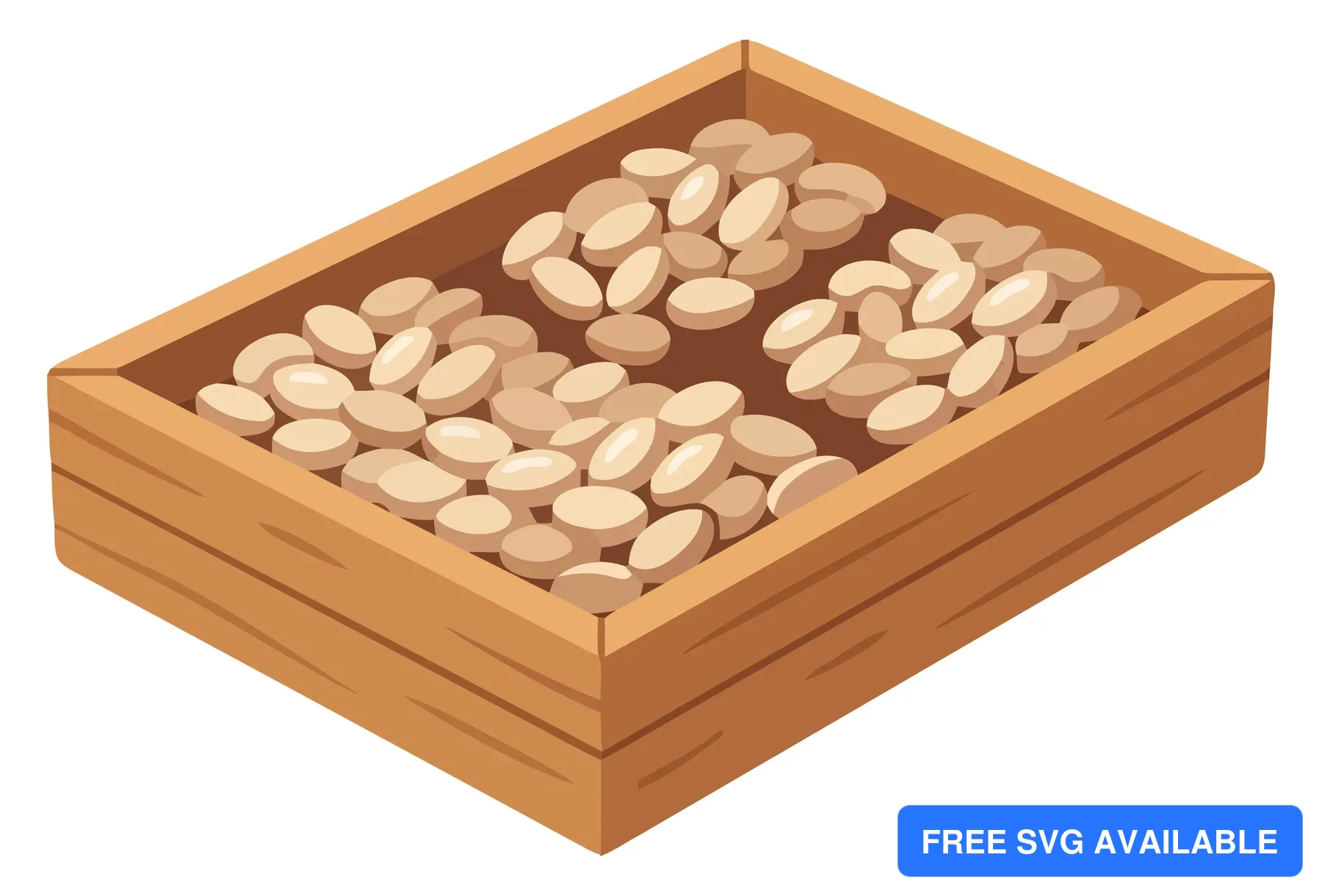 wooden box with seeds vector illustration, farming and agriculture icon