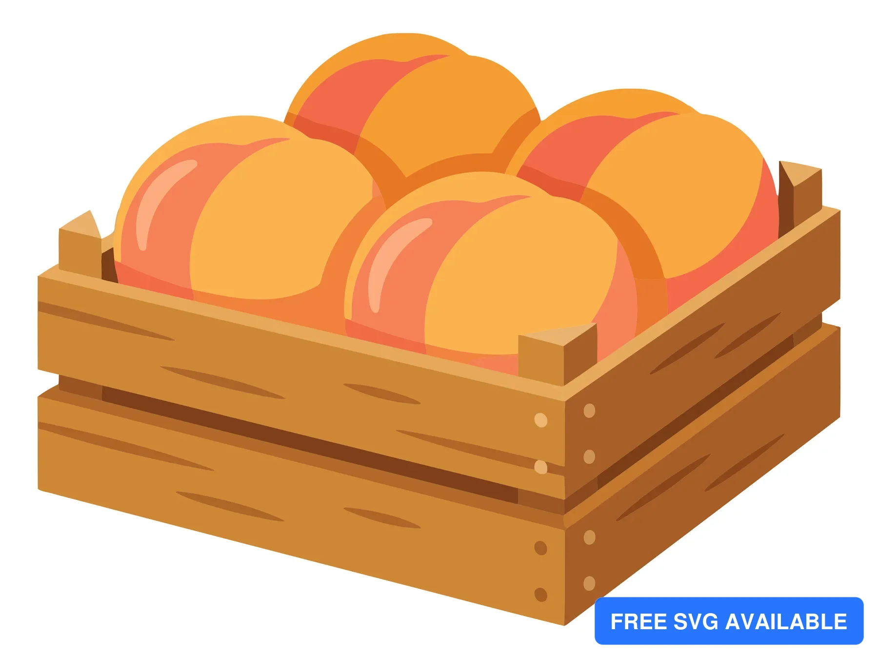wooden crate filled with fresh ripe peaches isometric vector illustration