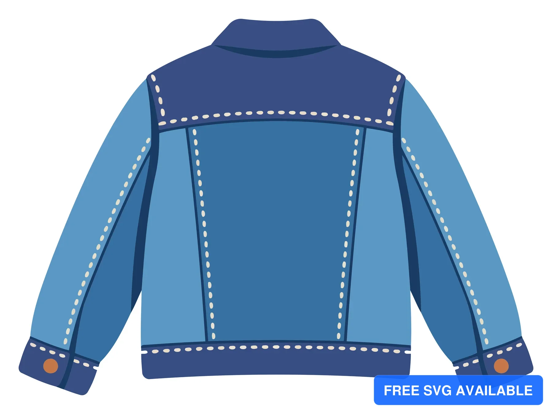 A stylized vector jacket with blue and teal gradient colors and white decorative stitching details