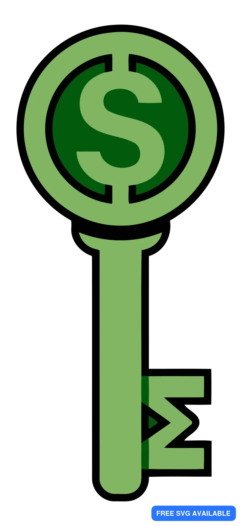 A stylized green key with a dollar sign and Sigma symbol inside its head, representing business finance themes.