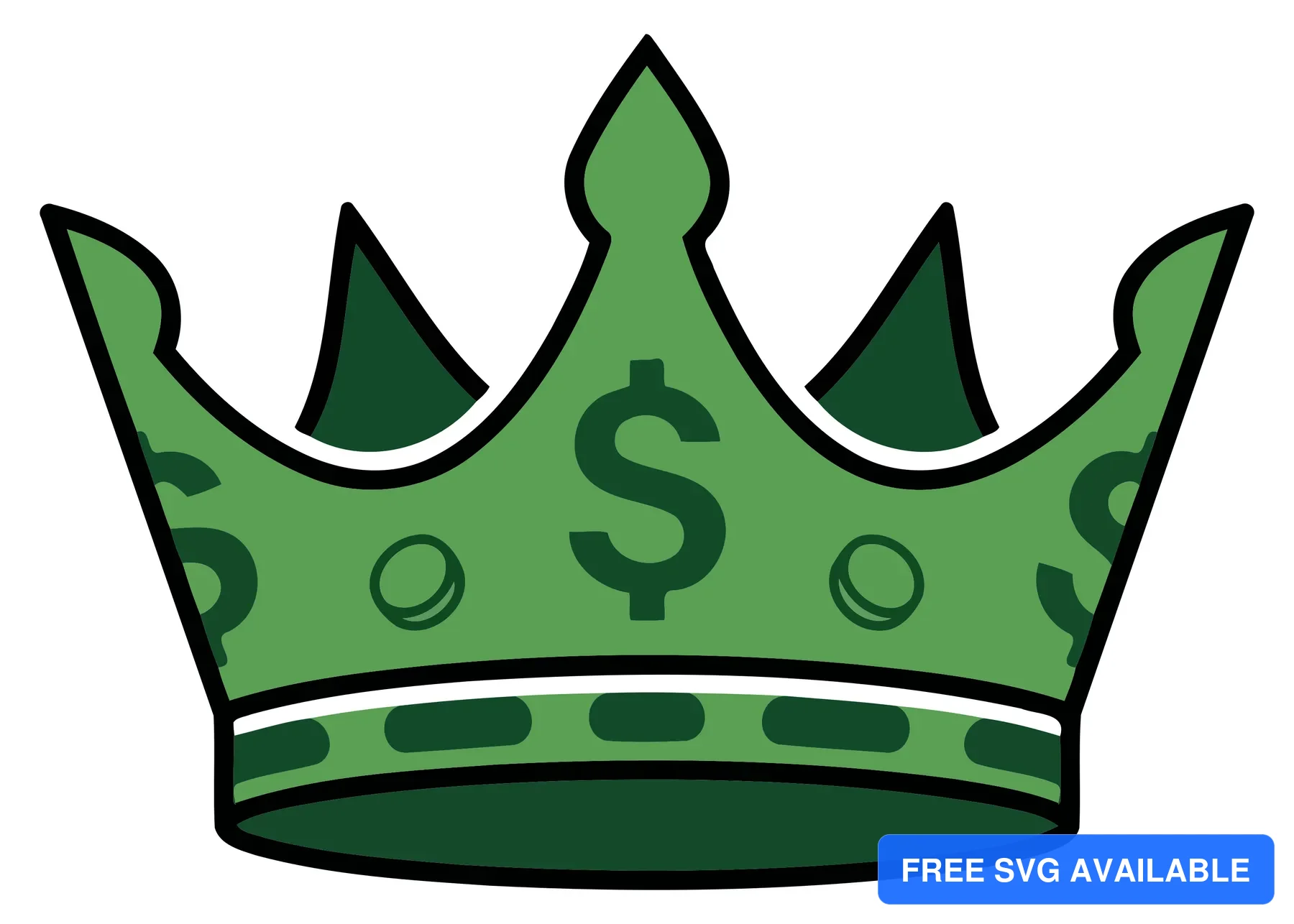 A green crown icon with a dollar sign pattern inside