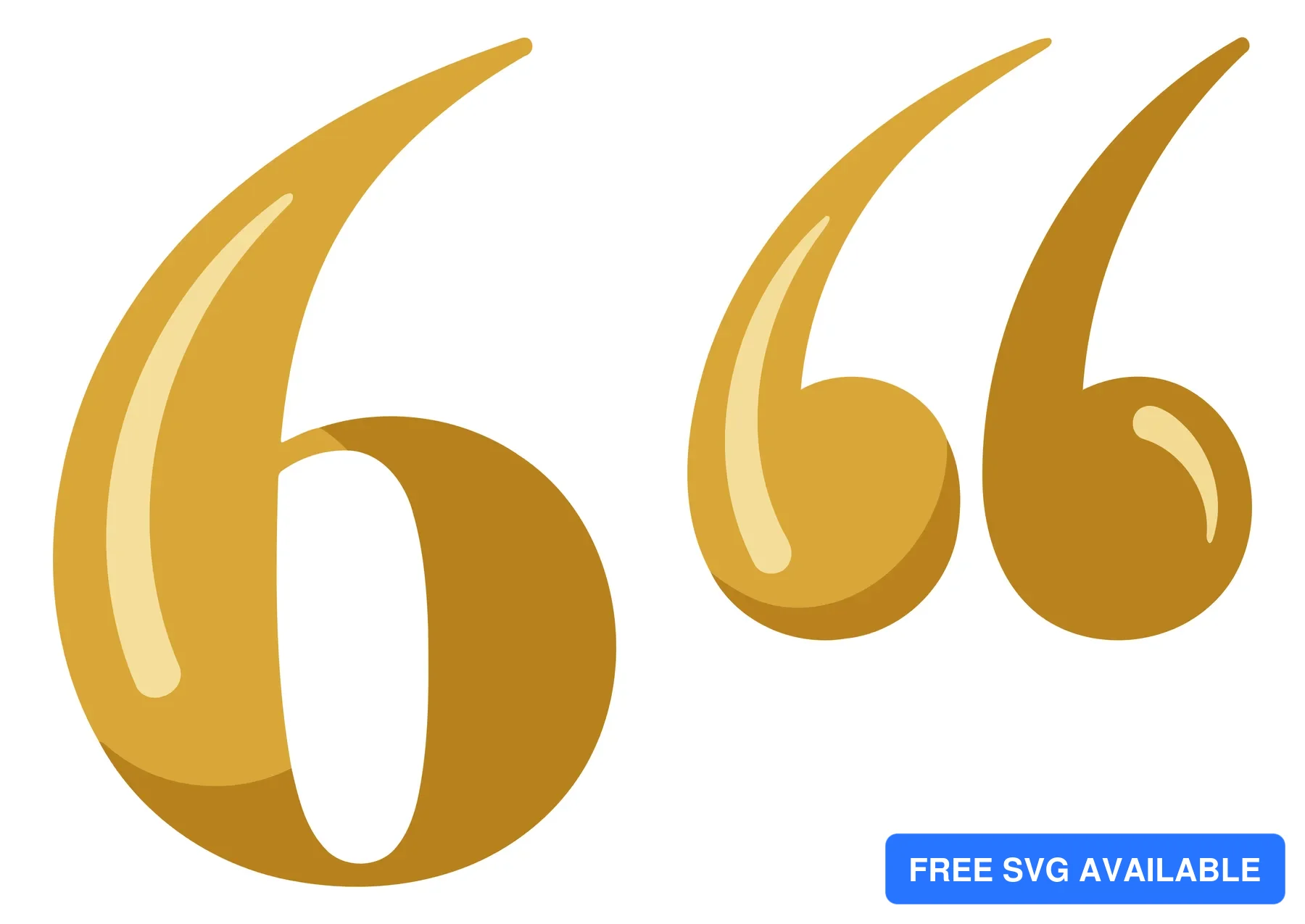 A pair of stylized golden quotation marks in a modern vector design