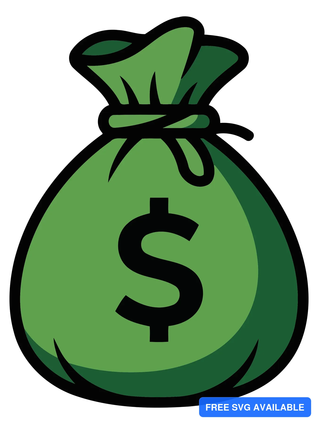 A green bag with a dollar sign symbol inside, representing financial value