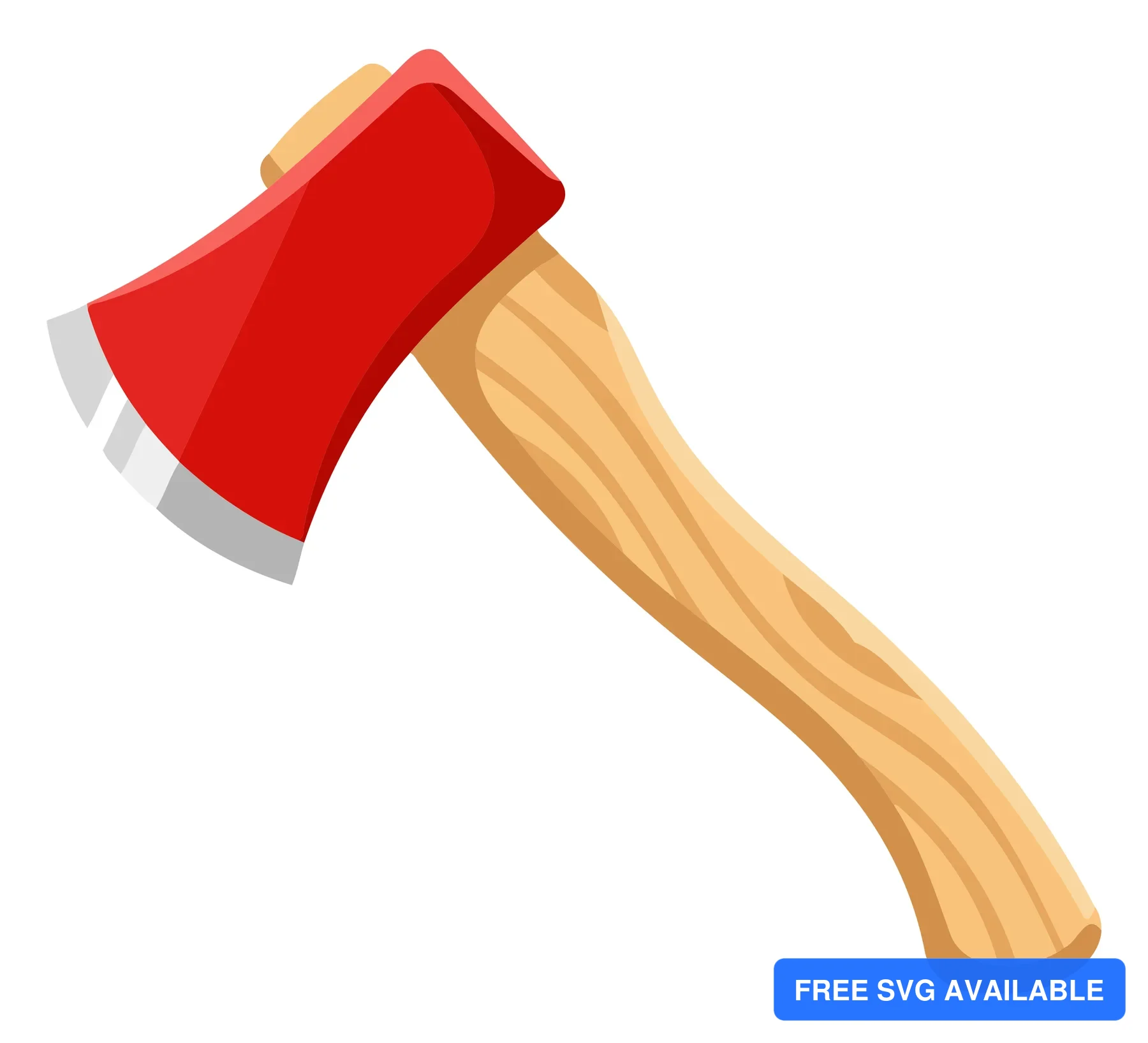 A red-handled axe with a wooden head in a clean vector illustration style