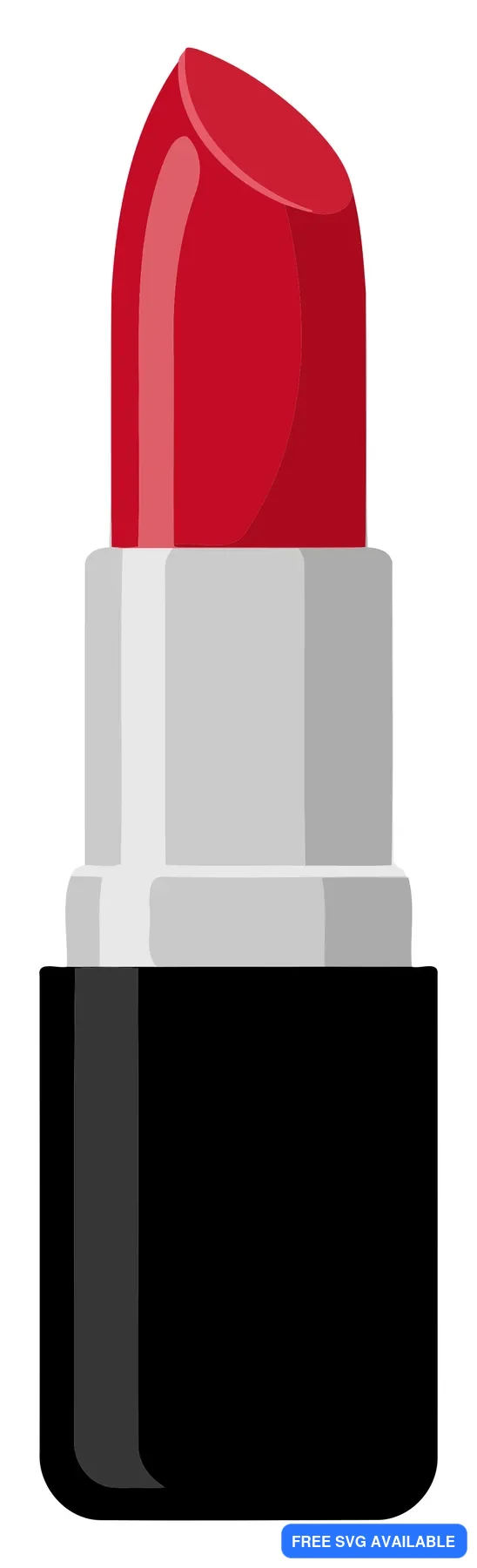 A stylized red lipstick tube with a cap in a vector illustration.