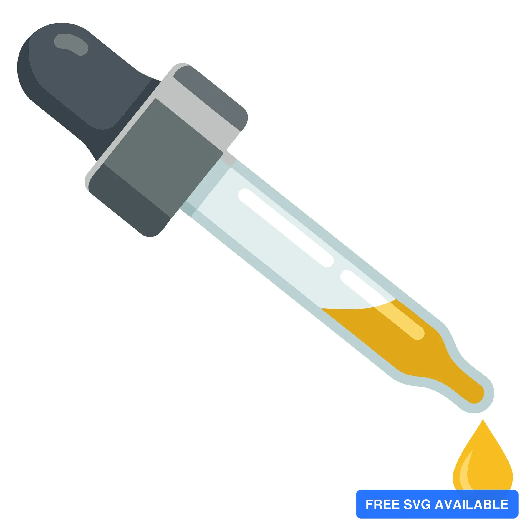 A vector illustration of a dropper dispensing a yellow liquid drop