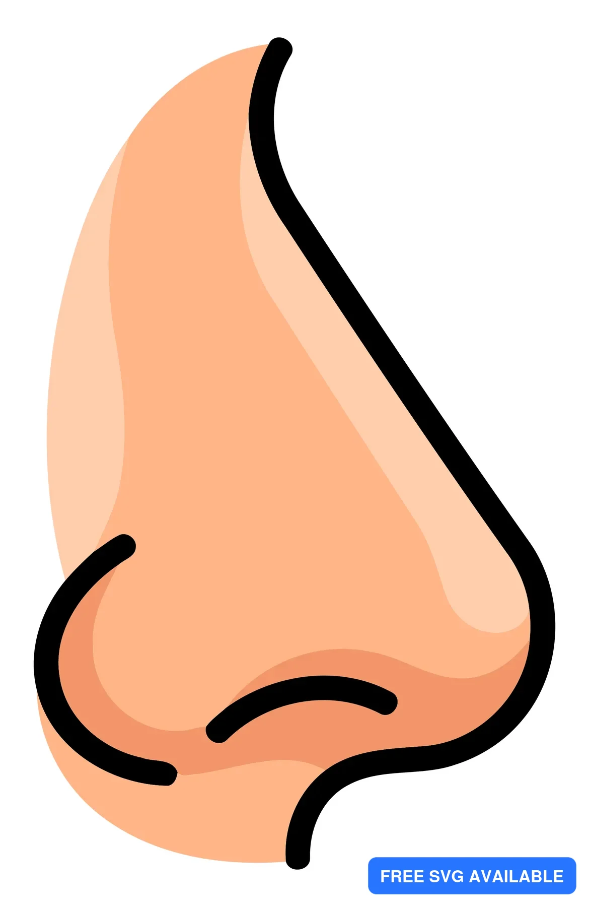 A minimalist vector illustration of a nose with a light peach fill and black outline