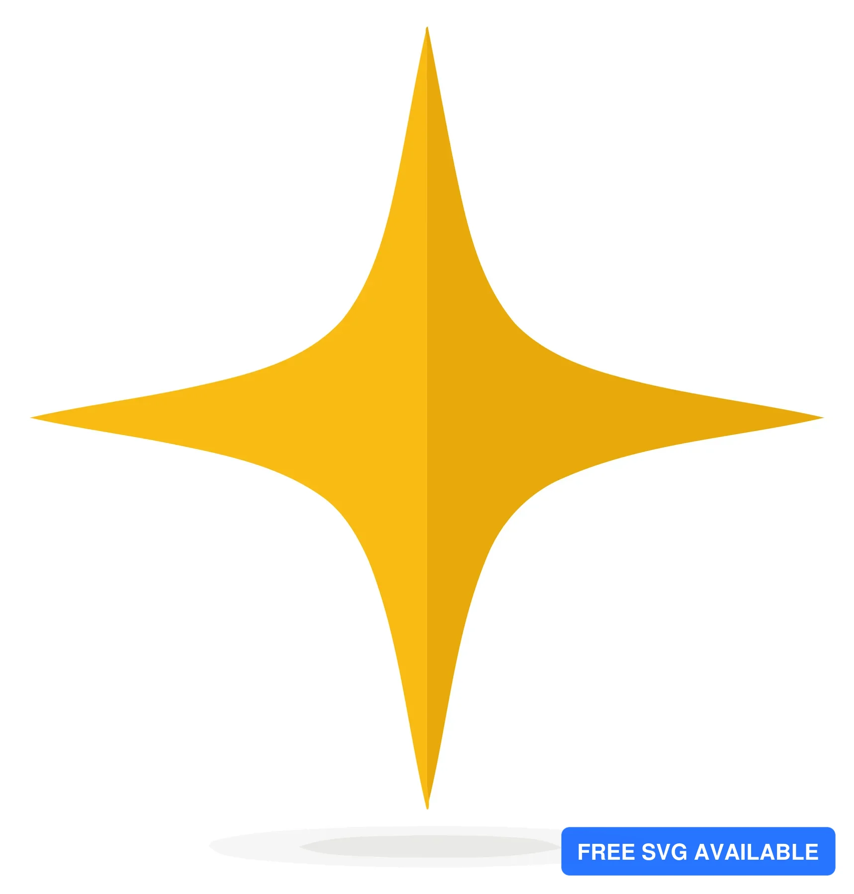 A minimalist yellow star with sharp points on a plain background