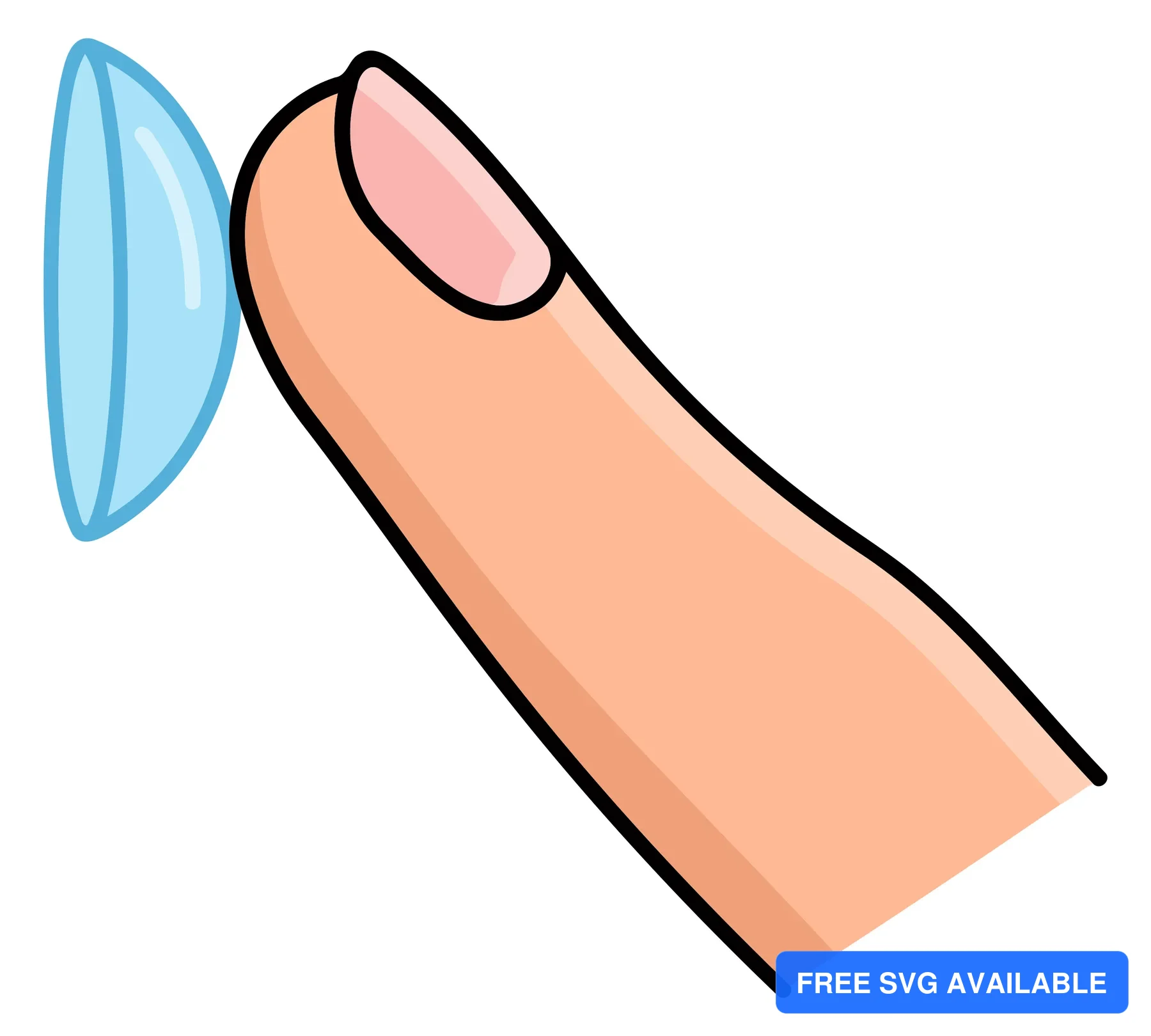 A stylized finger with a semi-transparent lens attached to the fingertip in a minimalist illustration