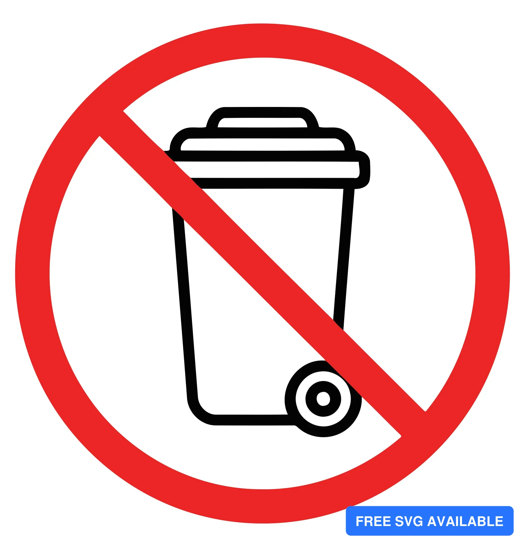 A red prohibition symbol crossed over a waste bin icon