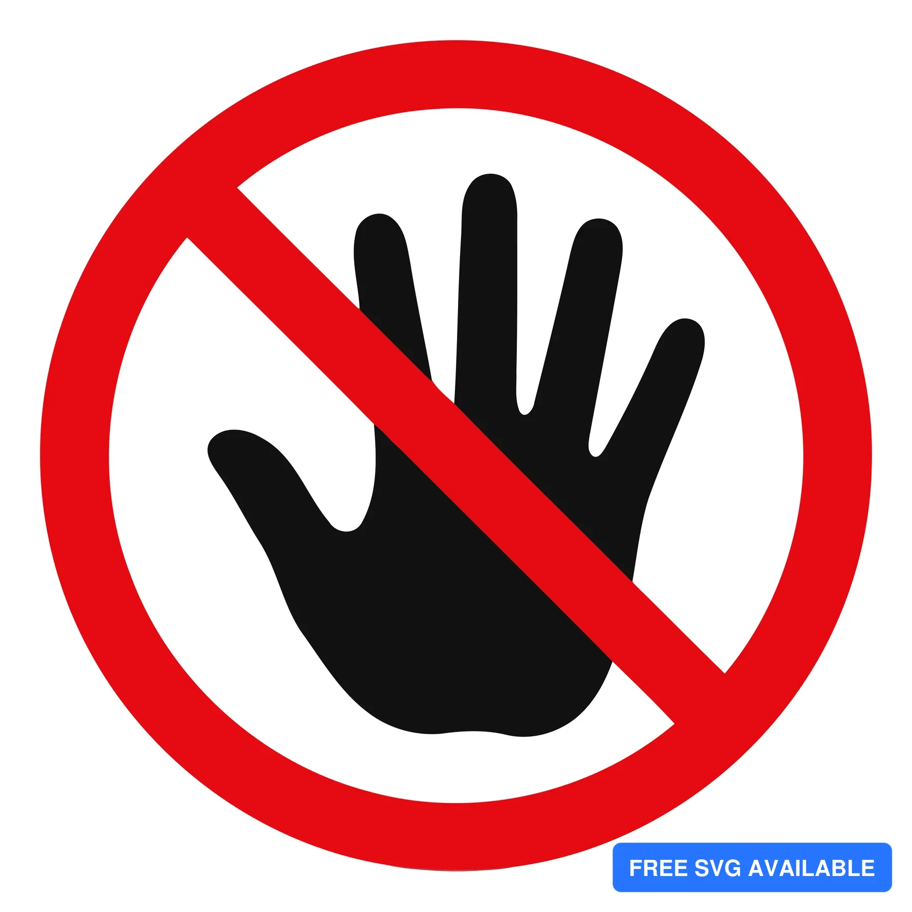 A prohibition sign showing a crossed-out hand inside a red circle