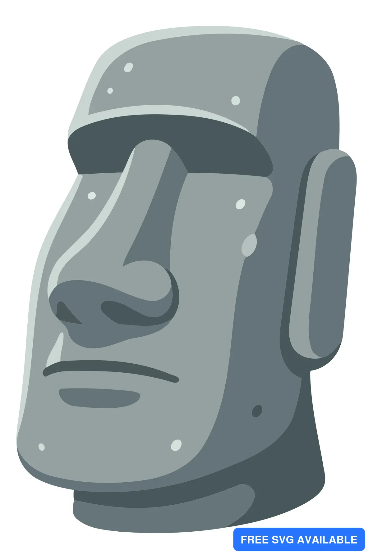 A stylized vector image of an ancient Easter Island Moai stone head sculpture