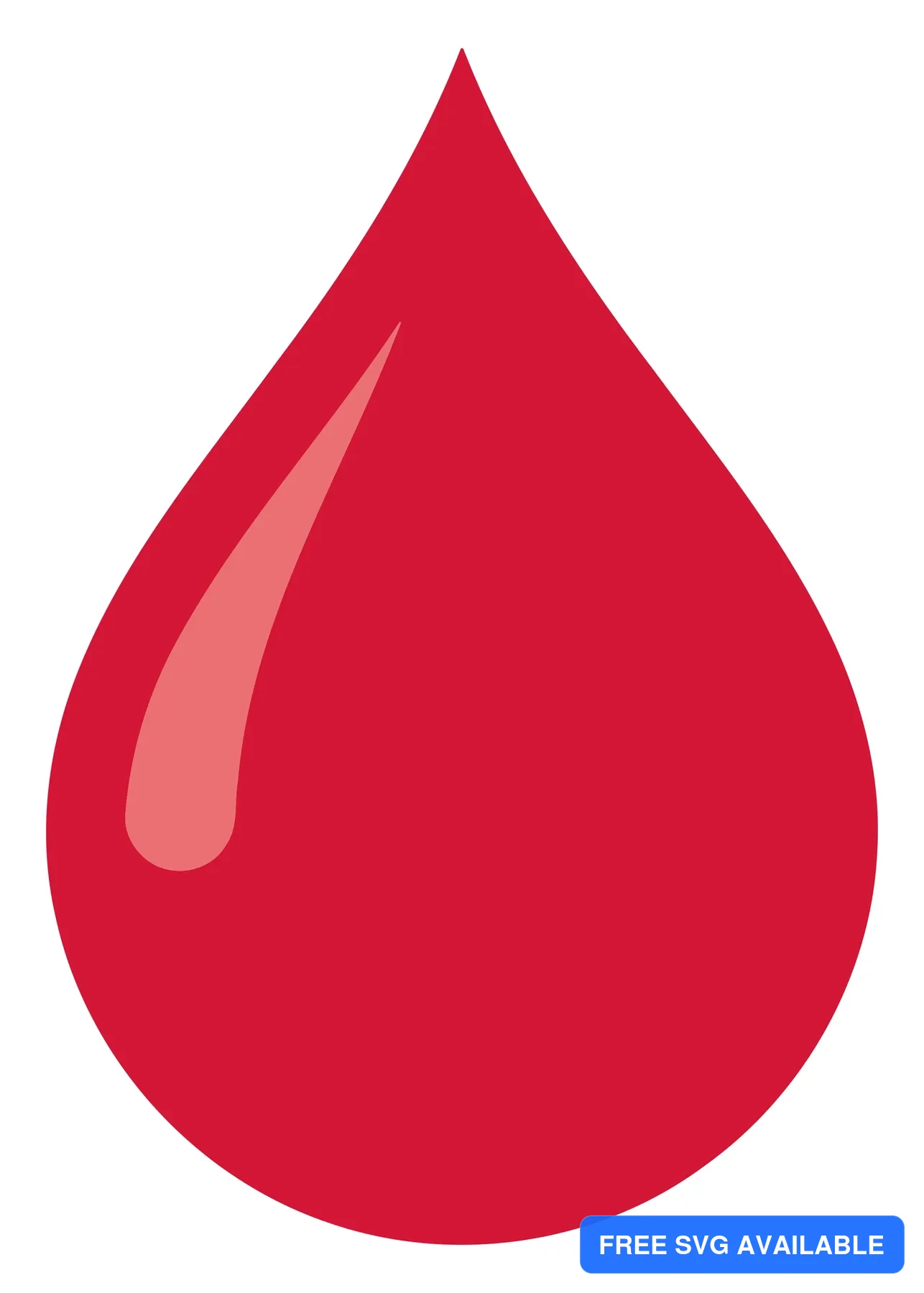 A stylized blood drop with gradient shading in red and light pink vector illustration