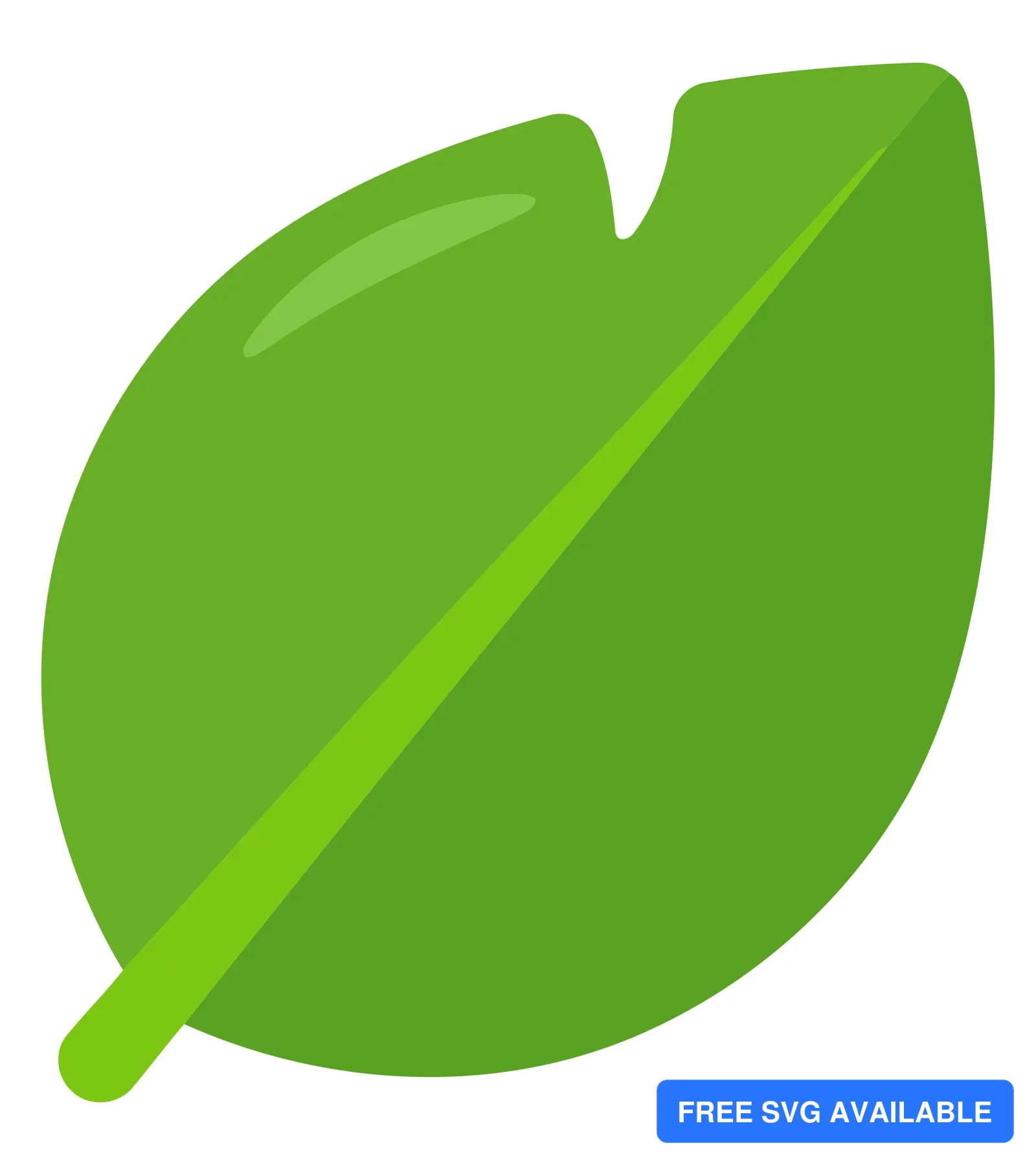 A stylized green leaf icon with smooth edges and natural shape