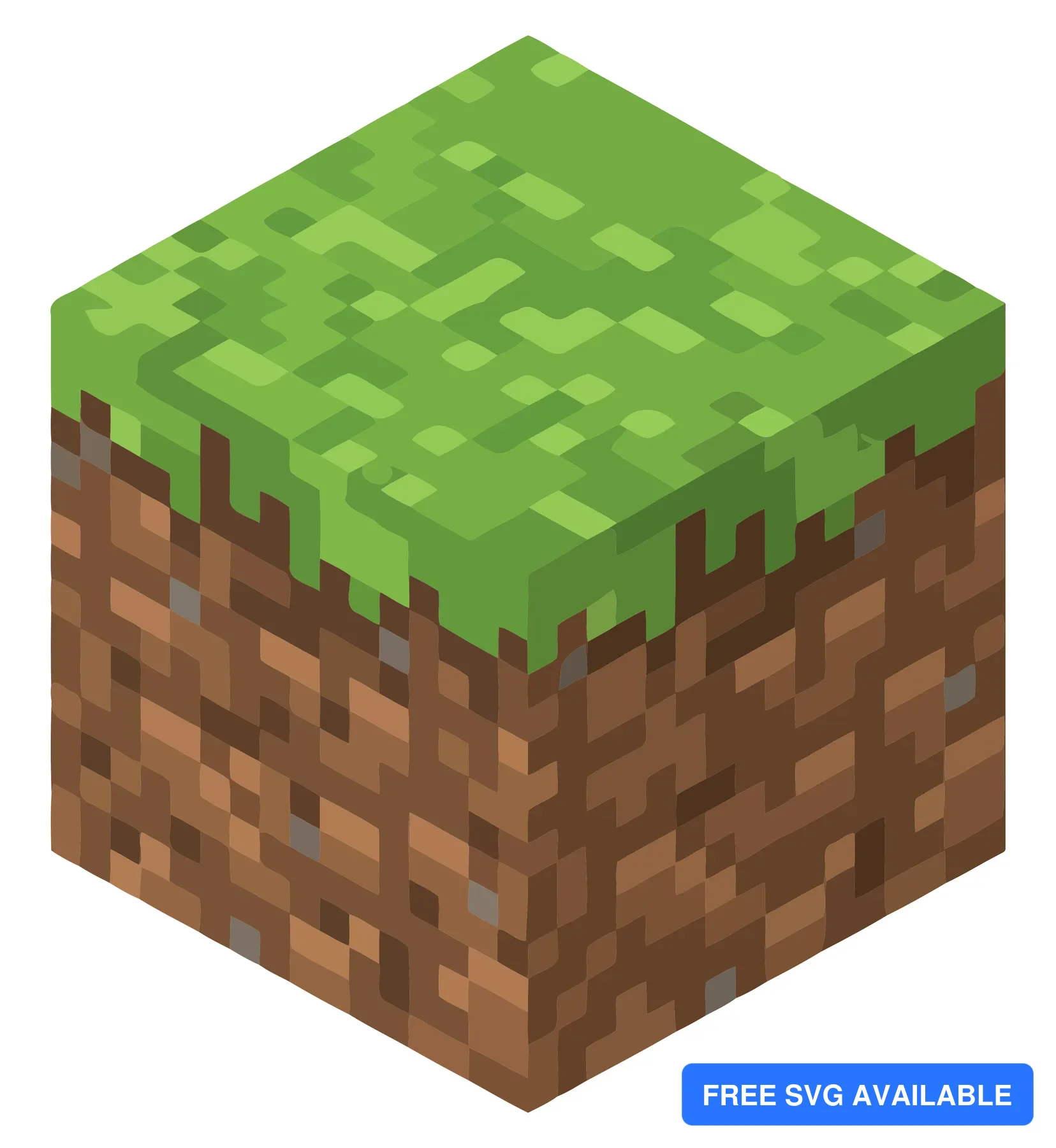 A blocky green grass and brown dirt terrain design in Minecraft style