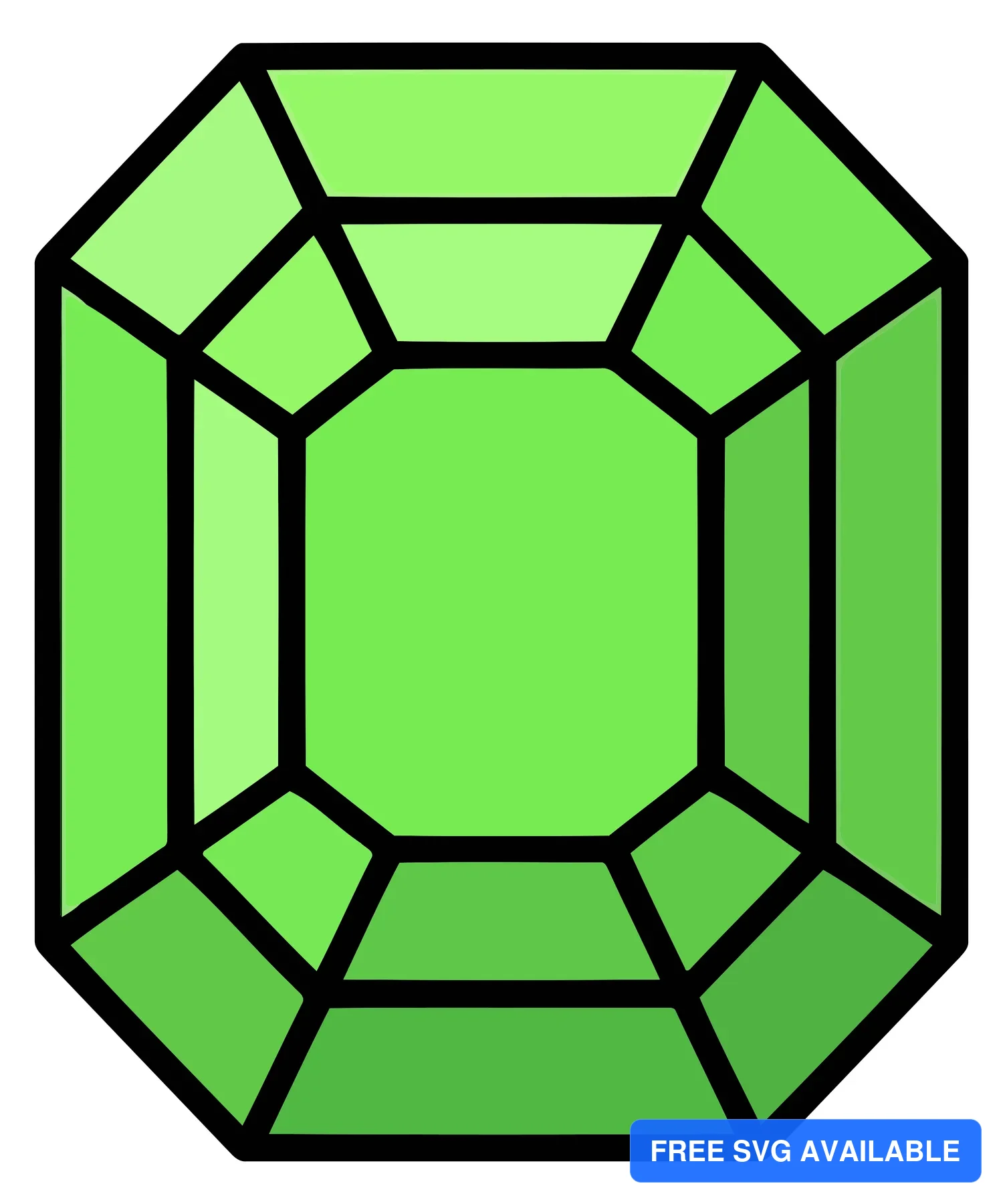 A green geometric 3D polyhedron with internal subdivisions and sharp edges