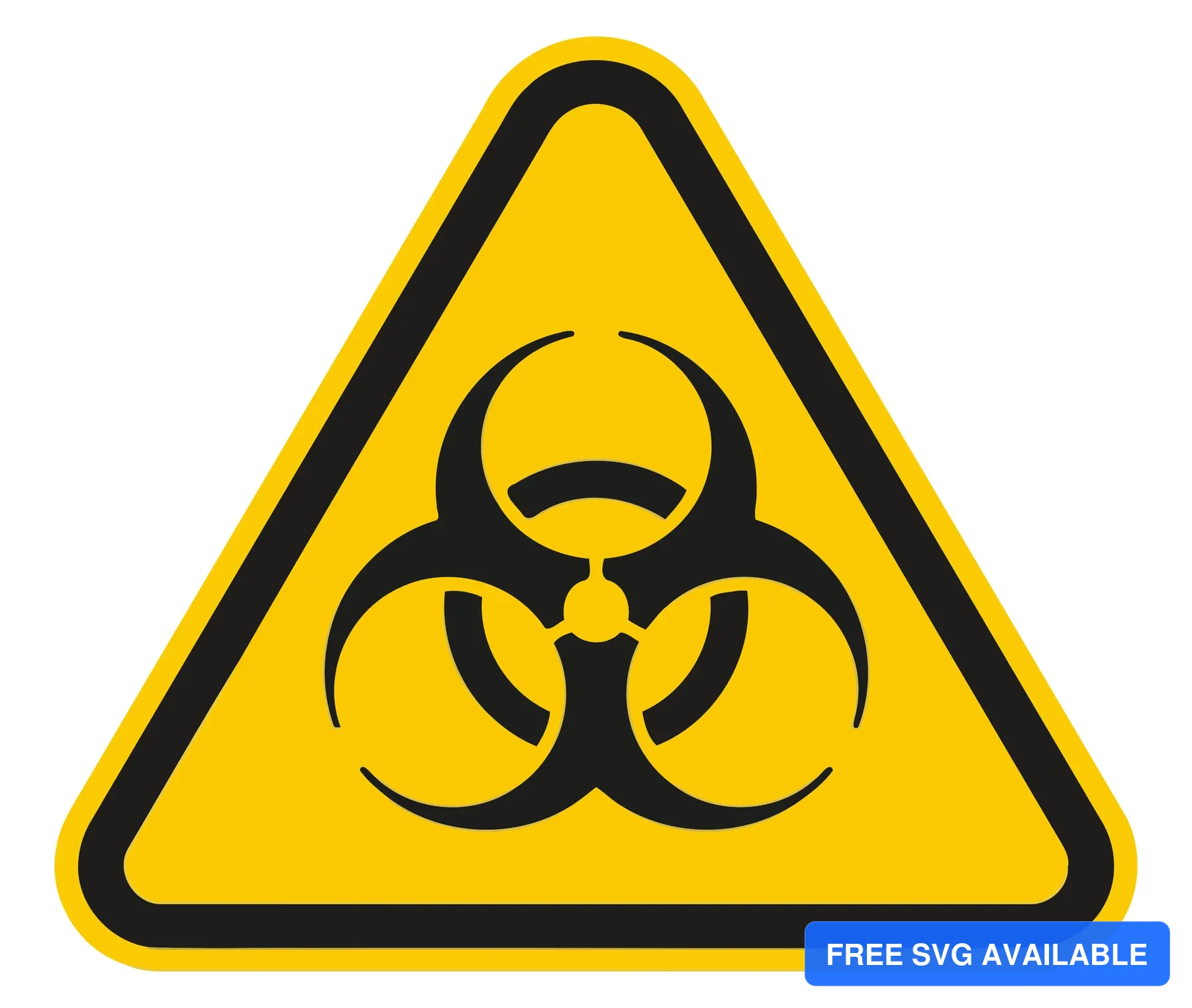 A yellow triangular biohazard warning symbol with black circles