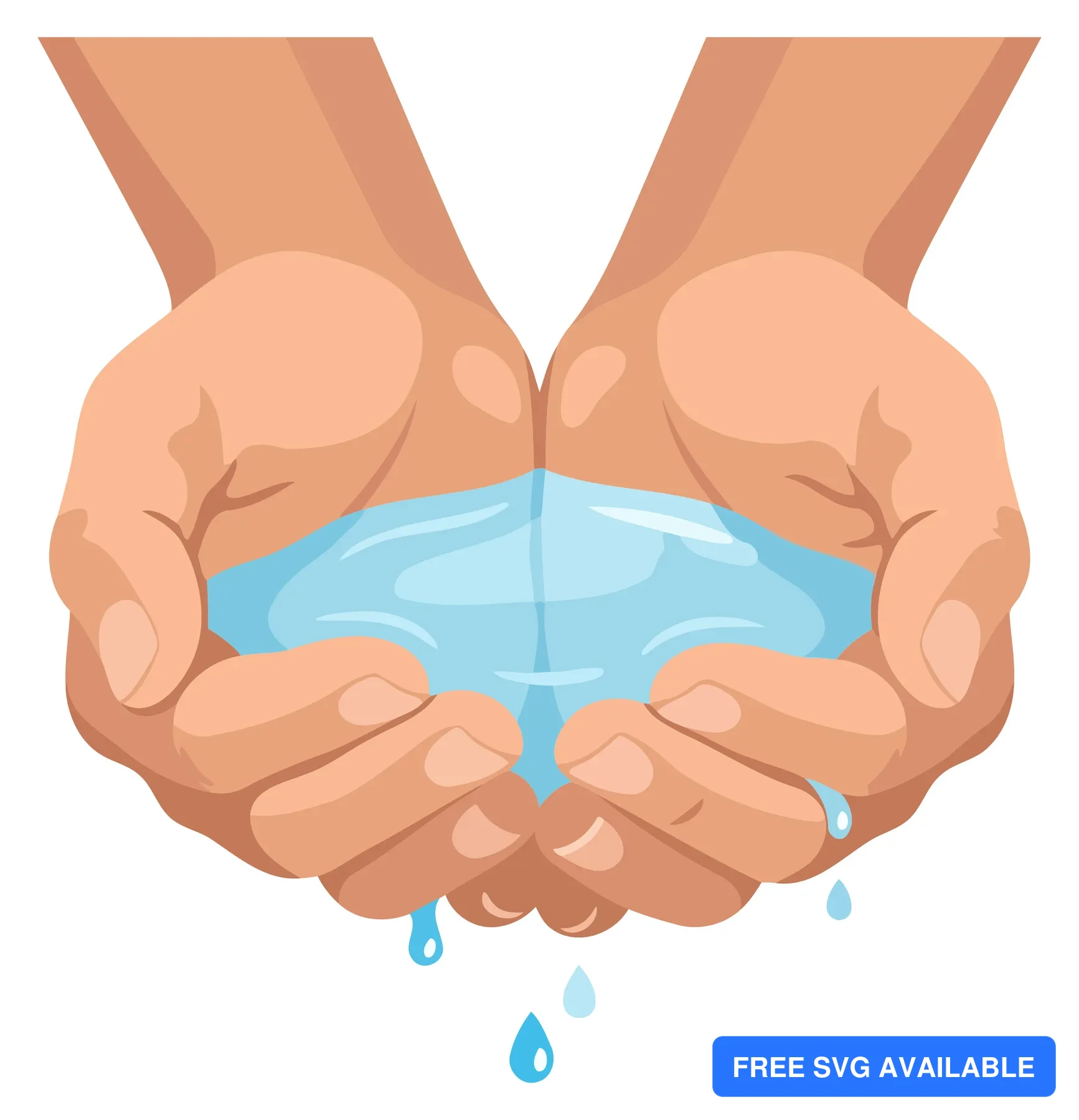 Hands holding a bowl of clear water with falling droplets