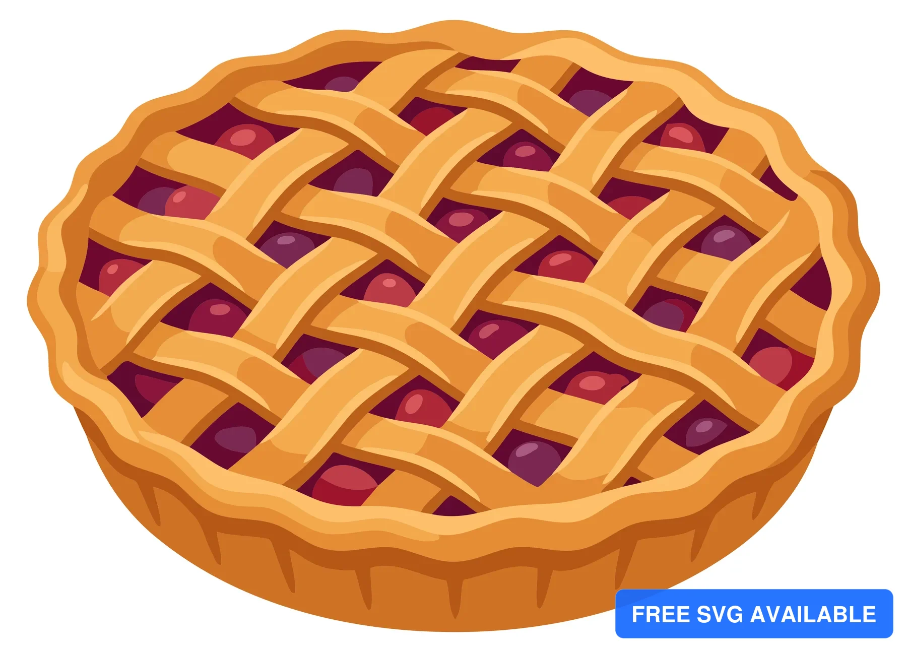 A decorative apple pie with lattice crust and fruit filling in an illustration style