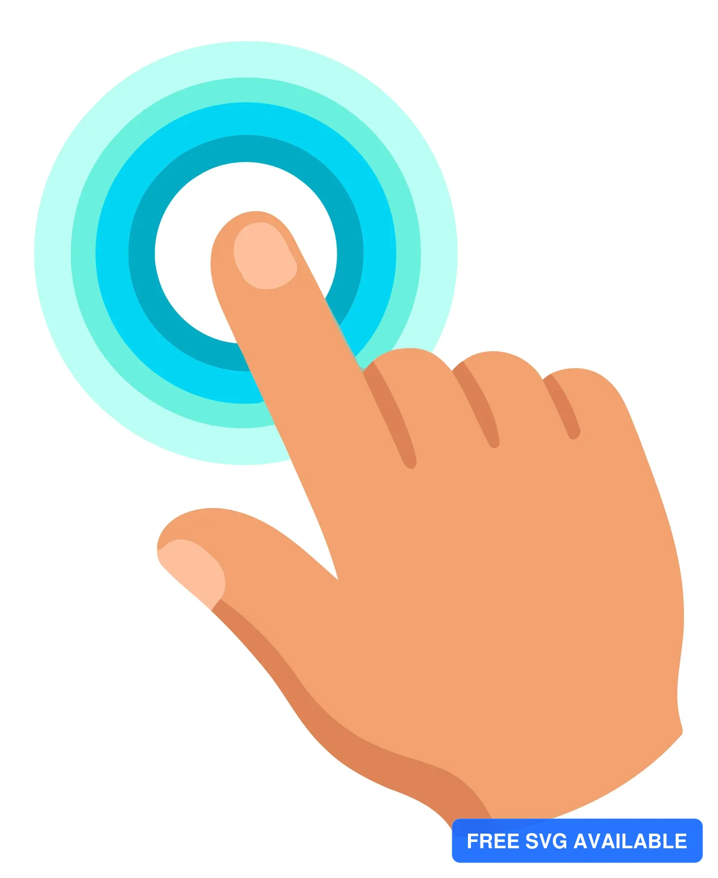 A hand pointing at a glowing circular target icon with concentric rings