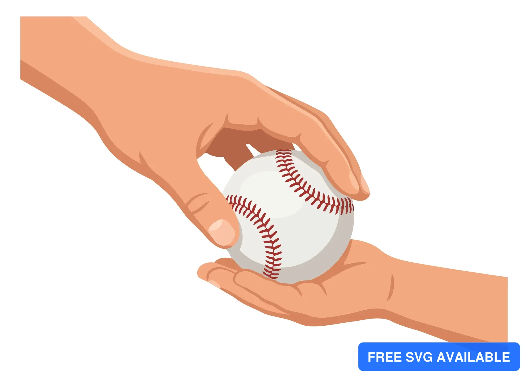 A hand holding a baseball in a minimalist illustration style