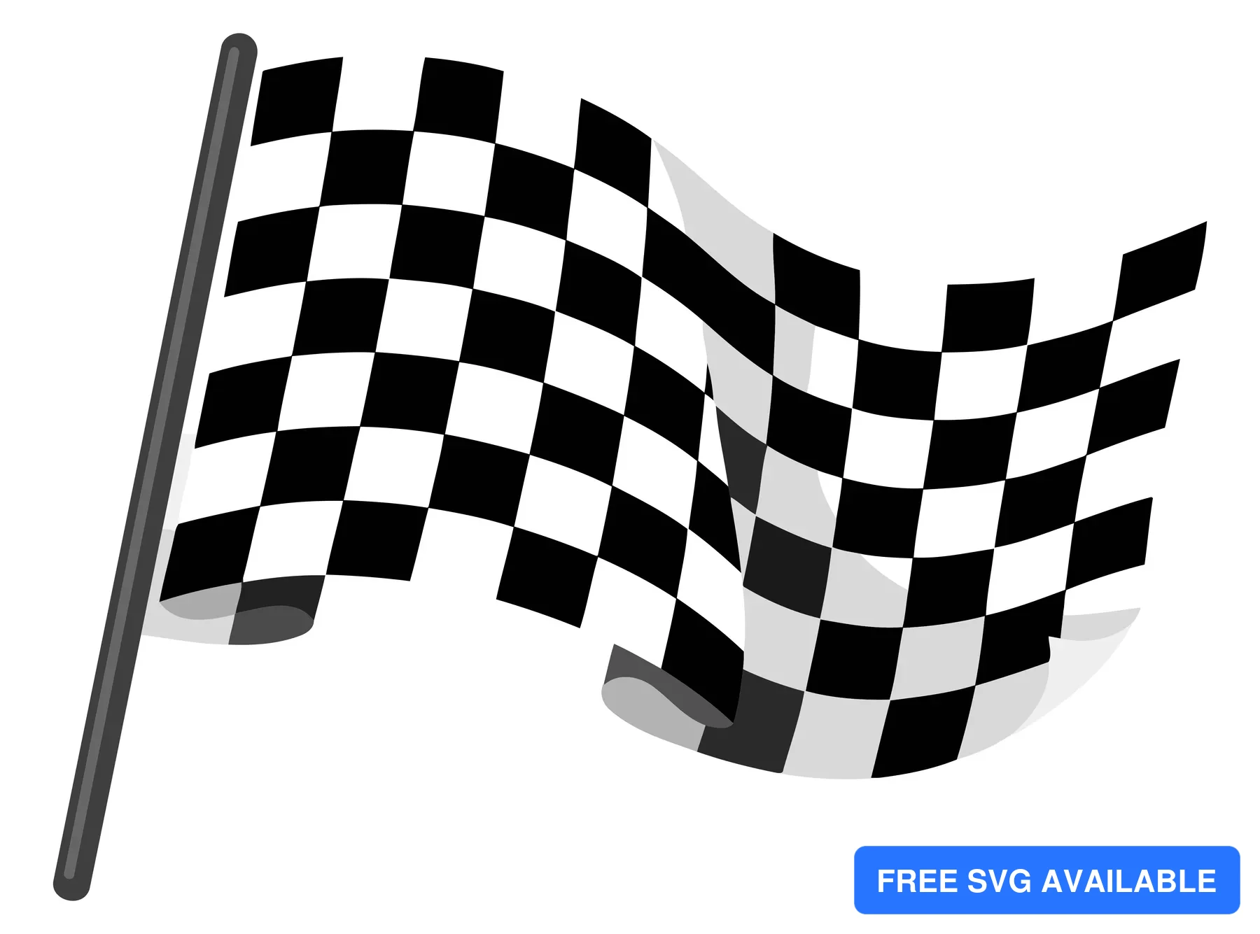 A checkered racing flag waving with black and white squares