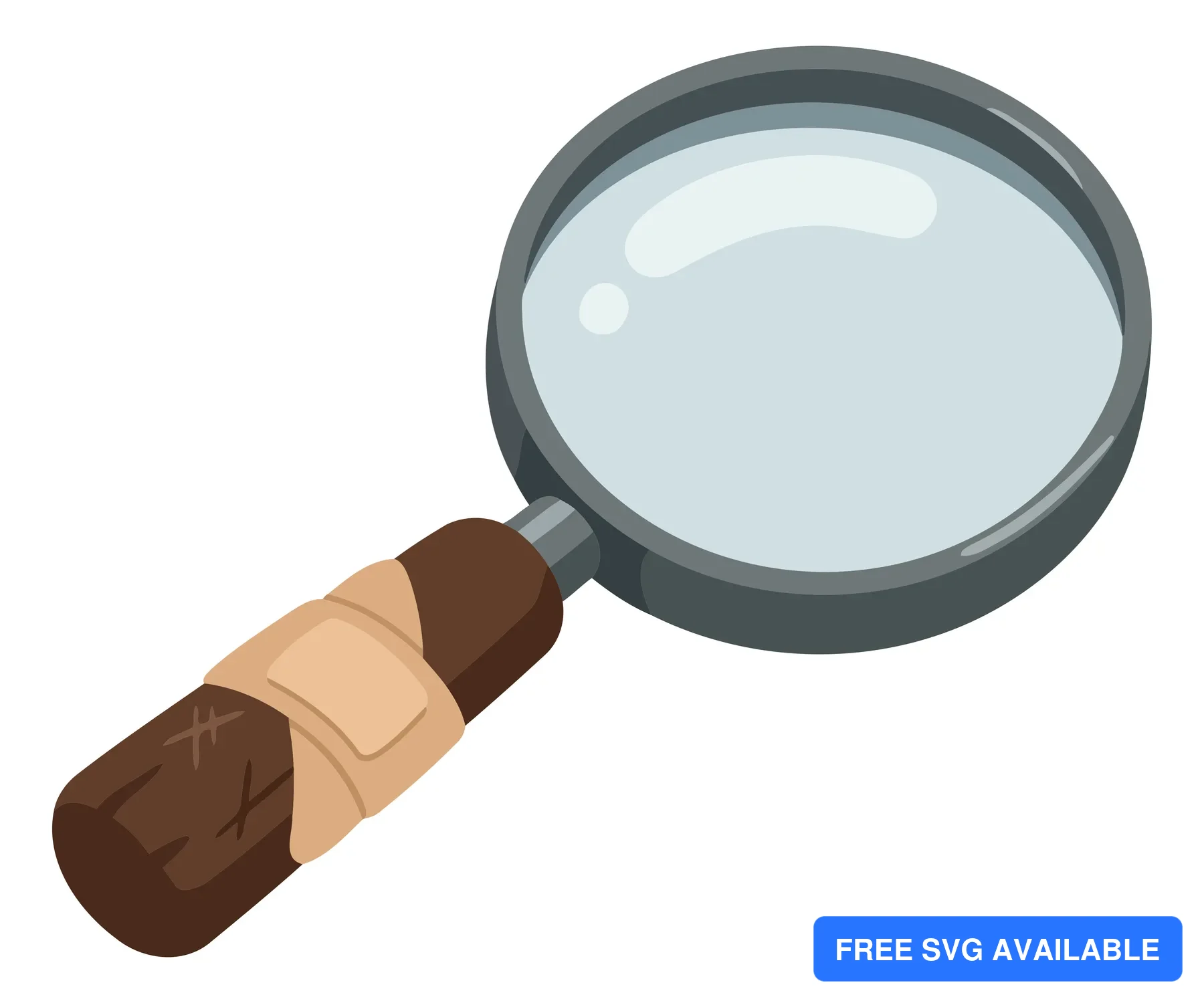 A stylized magnifying glass with a chocolate chip pattern on its handle