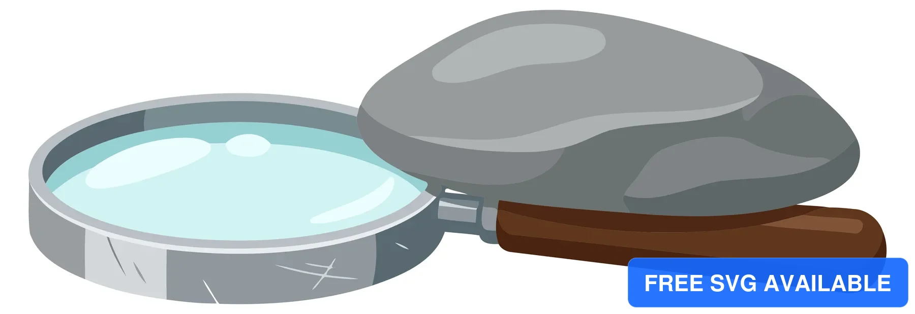 A stylized magnifying glass with a clear lens on a textured background