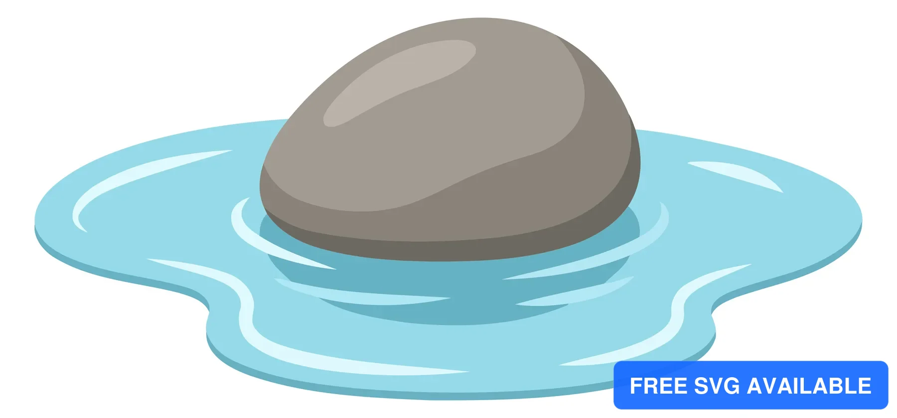 A rock floating on a shallow water surface with ripples