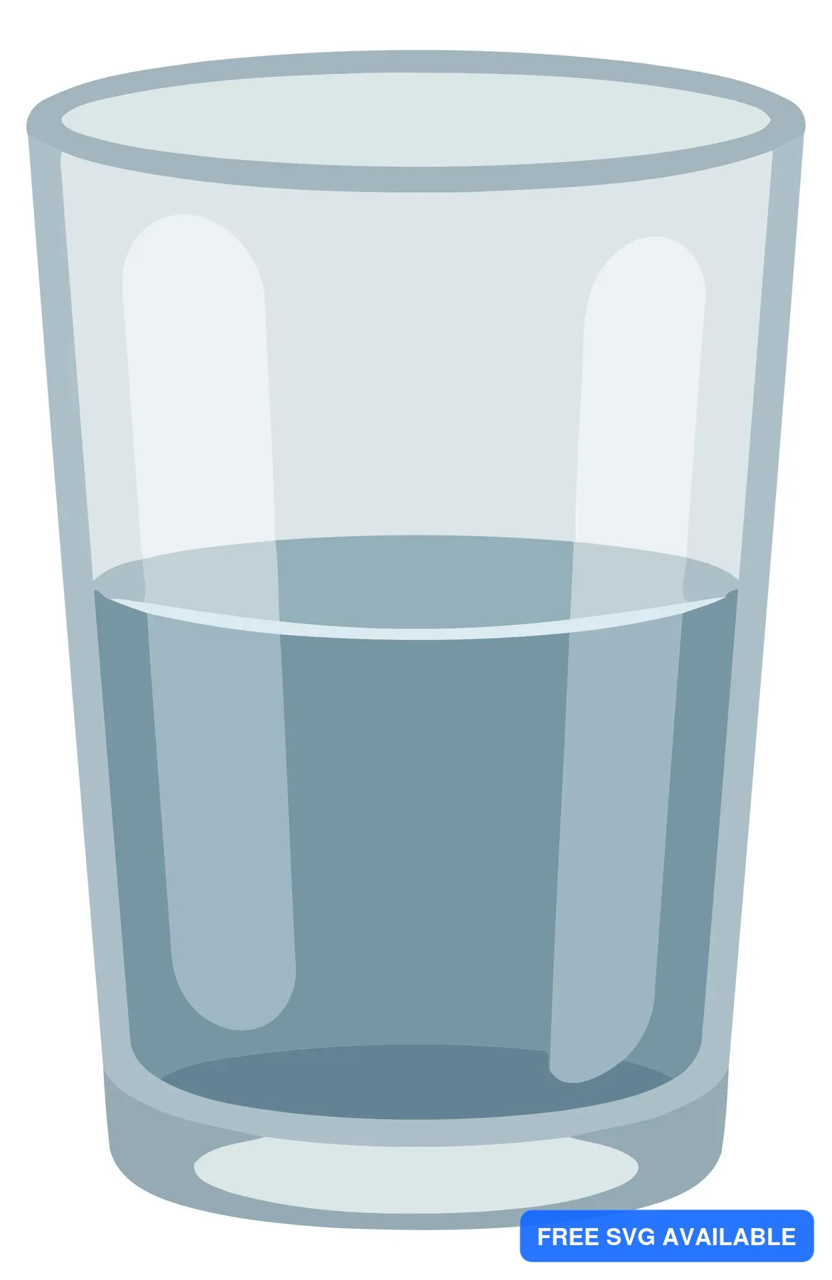 A clear glass filled with water in a minimalist design illustration