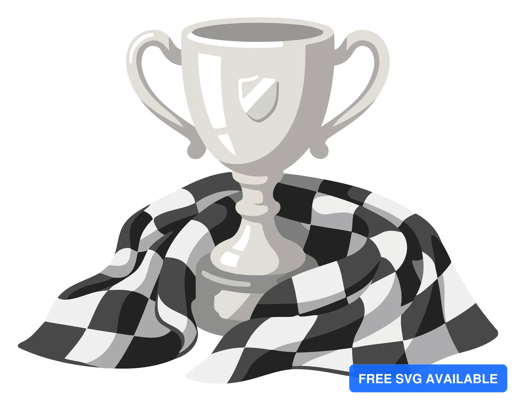 A trophy with checkered base on checkered background resembling racing stripes