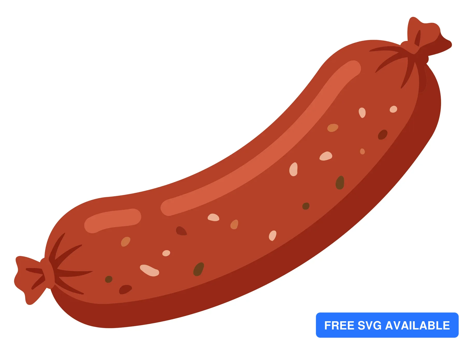 A vector illustration of a sausage with speckles and a red band