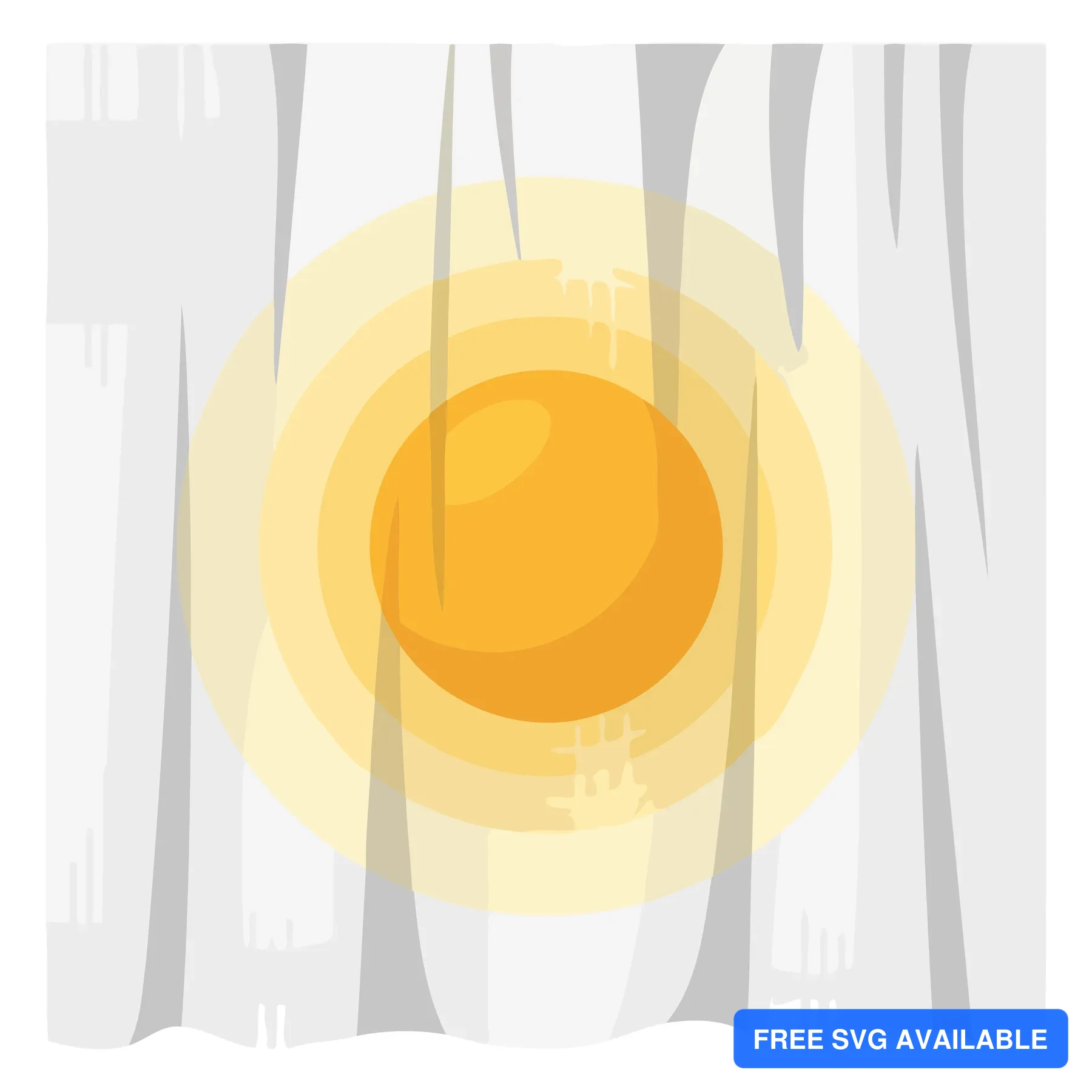 Abstract sunburst design with tree-like vertical lines in grayscale and warm yellows