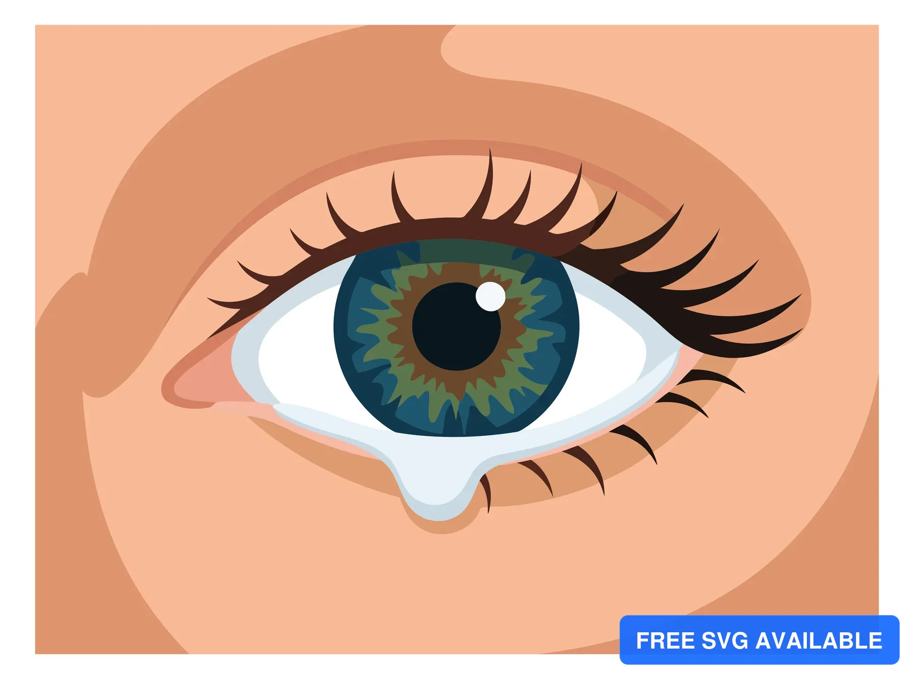 A stylized eye with a teardrop over the iris in a minimalist illustration style