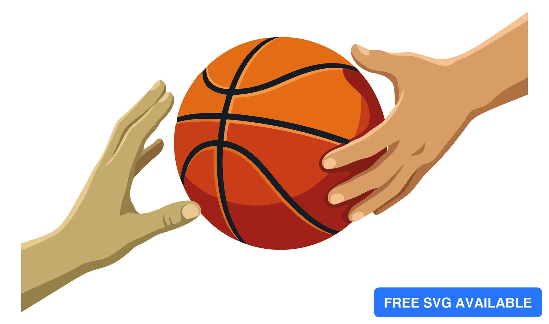 Two hands holding a basketball with an abstract, colorful design