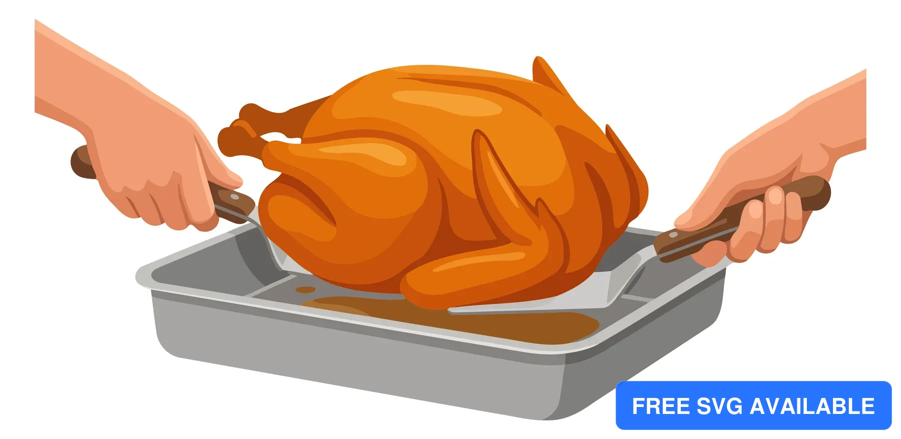 A hand roasting a turkey on a metal tray during a holiday meal preparation
