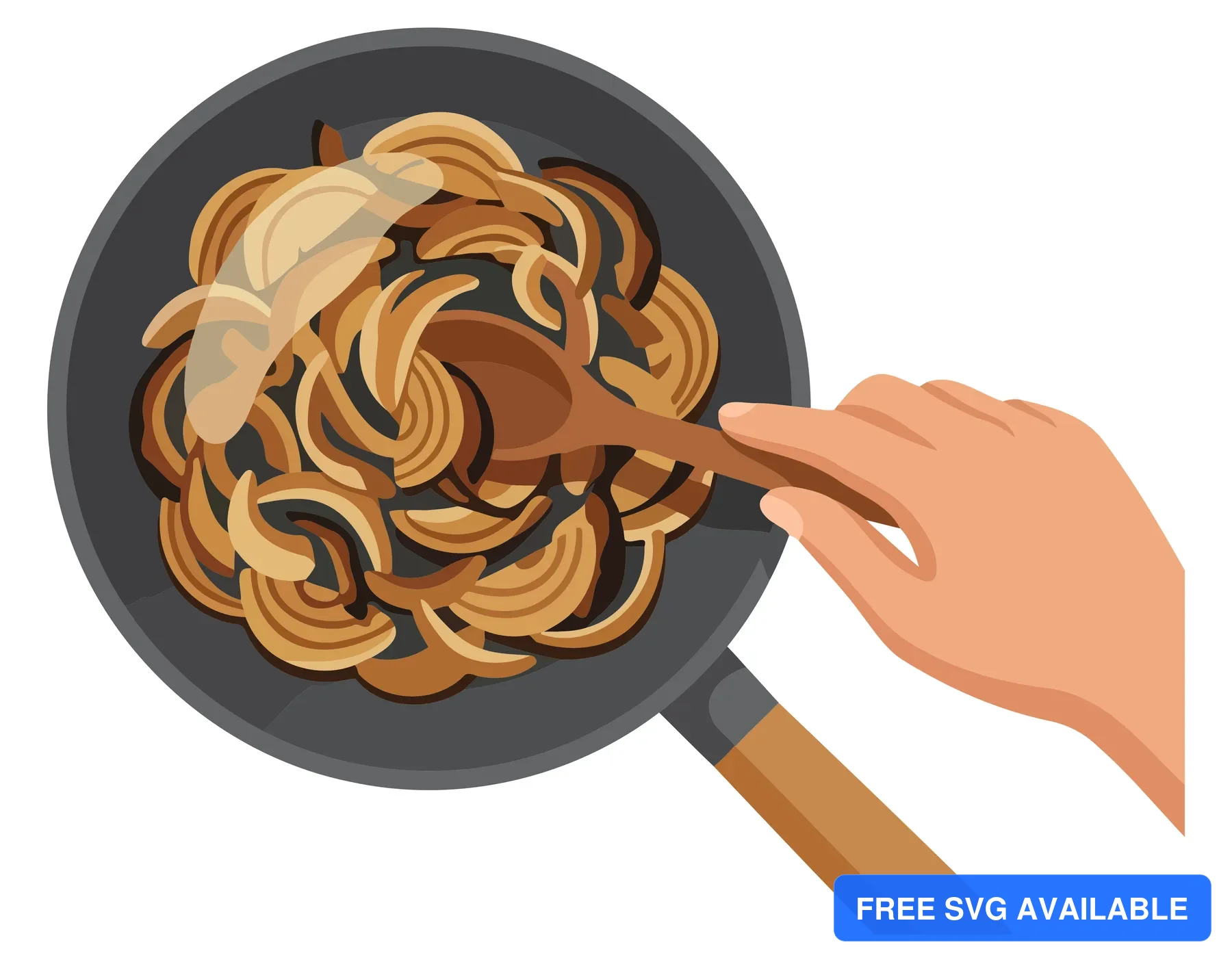 A hand serving golden fried dough with a spoon onto a plate in an abstract illustration