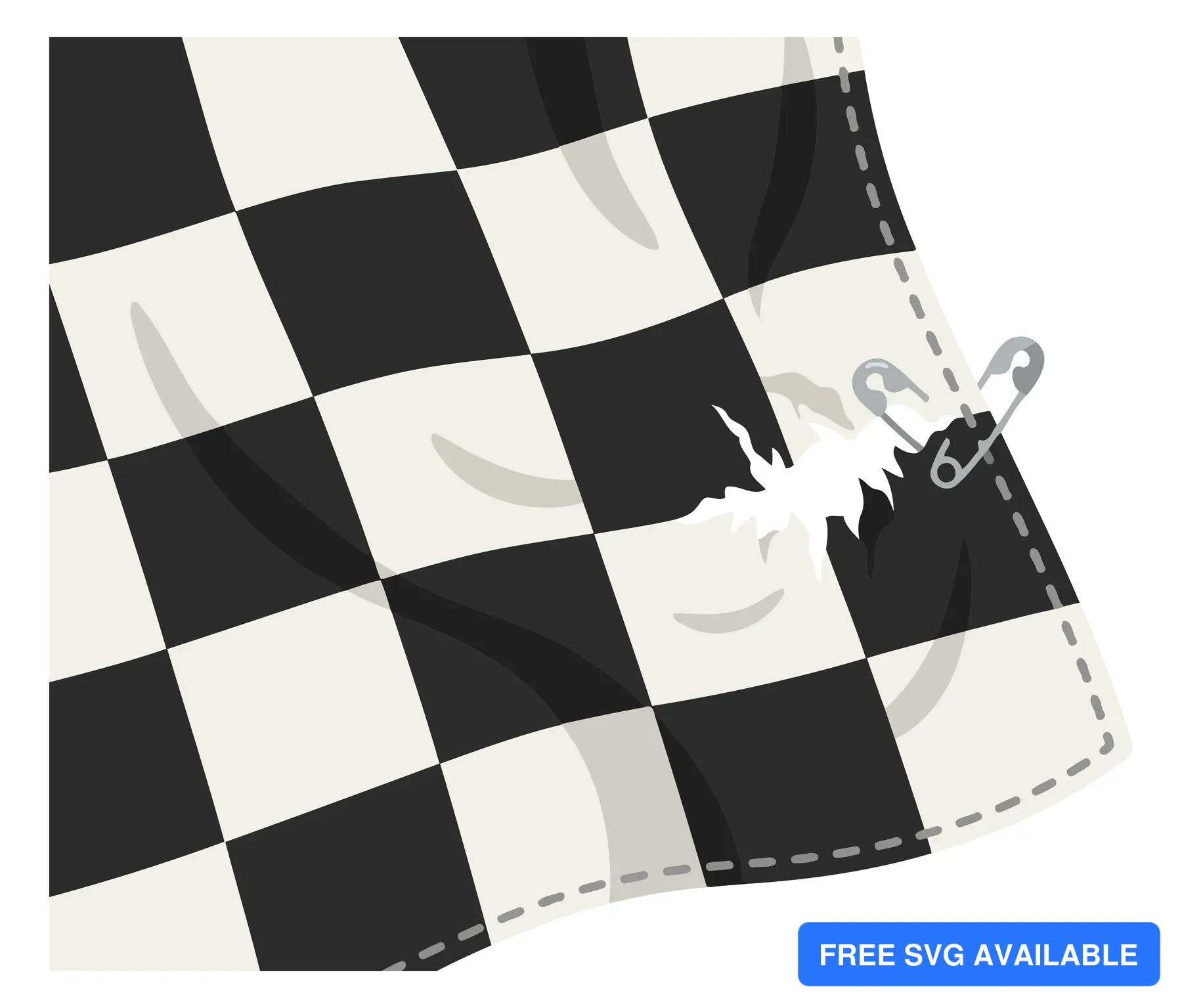 Abstract checkered background with stylized black and white shapes resembling partial figures