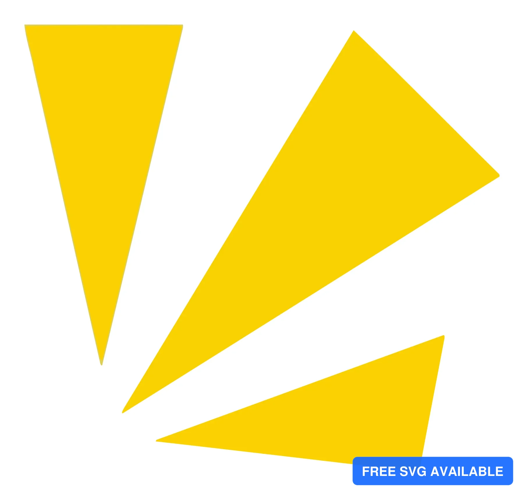 A minimalist vector illustration of three yellow geometric triangles arranged abstractly