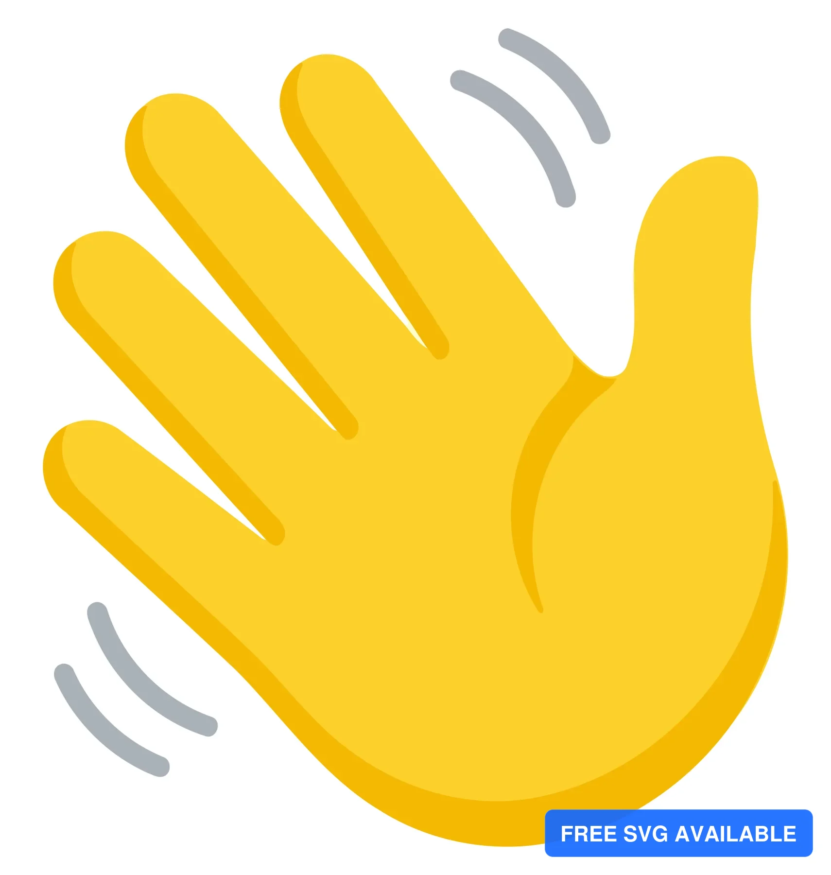 A yellow hand waving with a dynamic motion in a minimalist vector illustration style