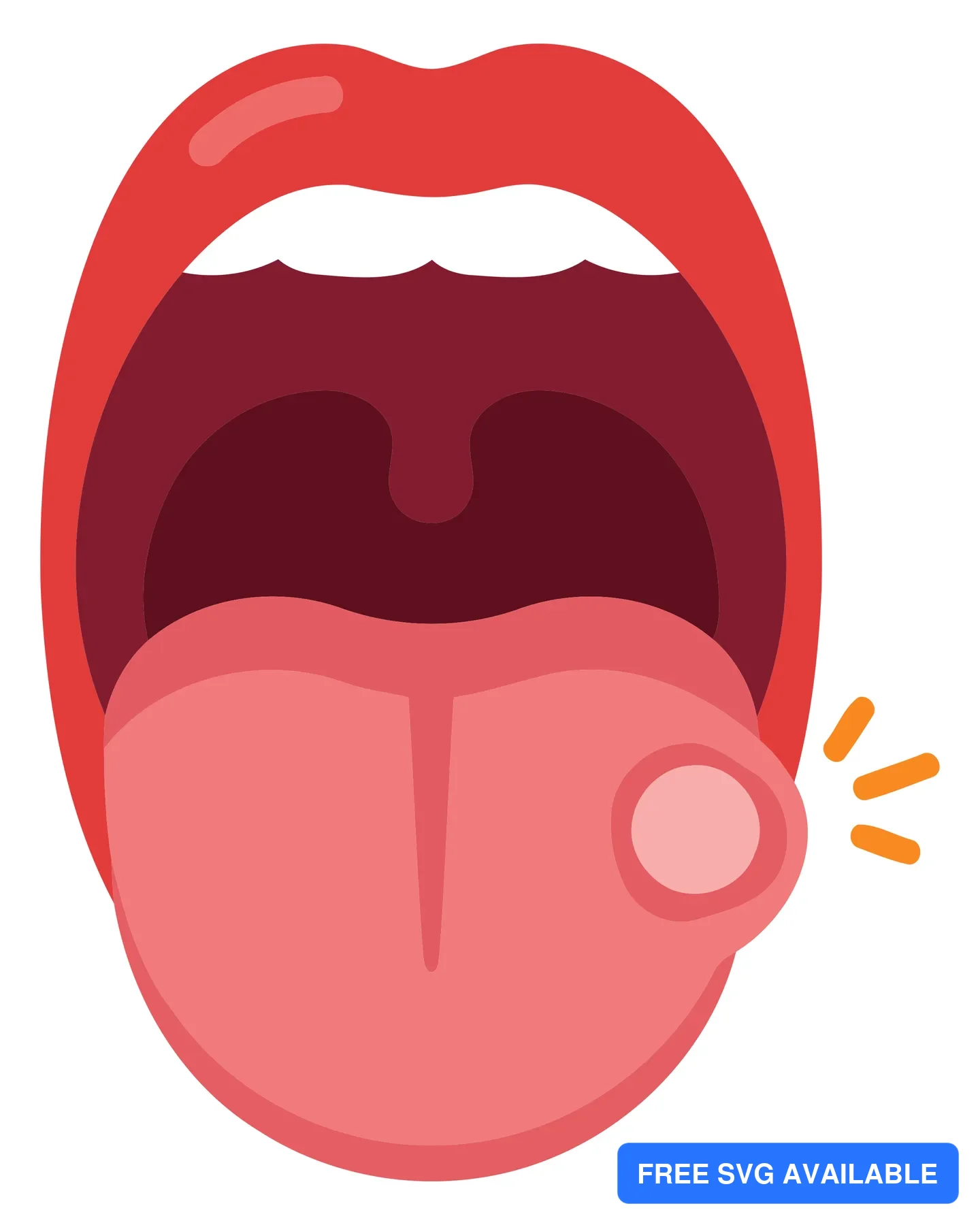 A stylized tongue icon with a speech bubble and exaggerated tongue movement