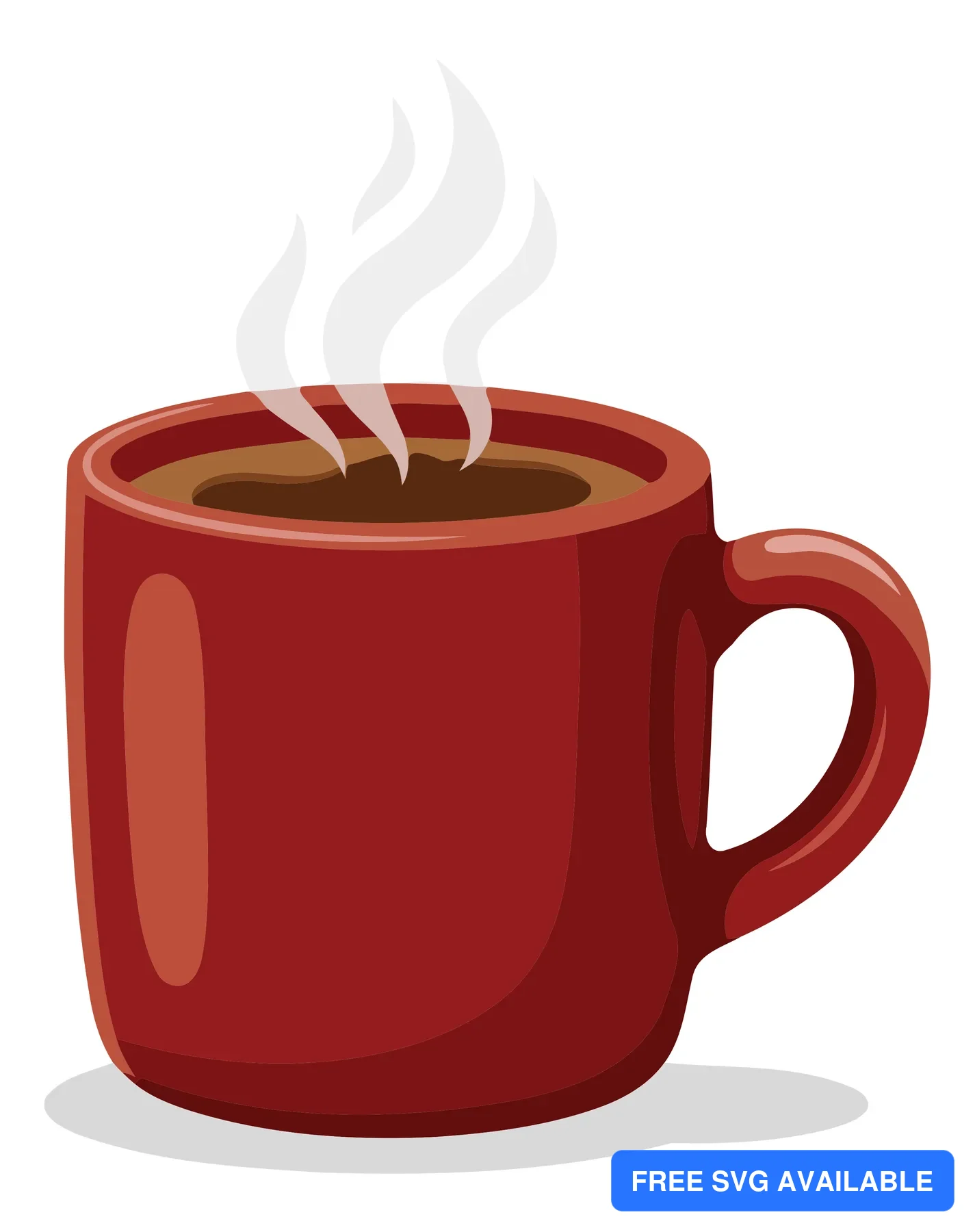 A red coffee mug with steam rising from it, illustrated in a clean, stylized vector design.